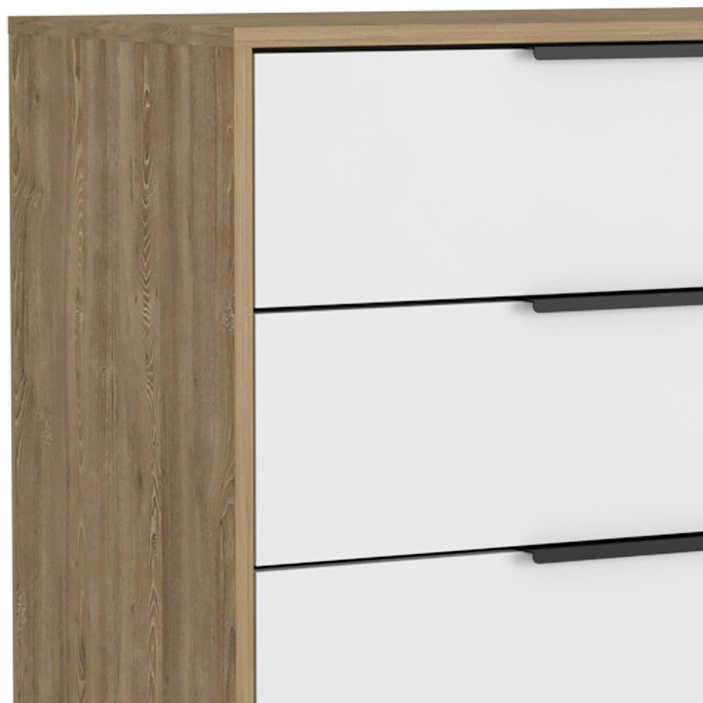 28" White and Natural Three Drawer Dresser