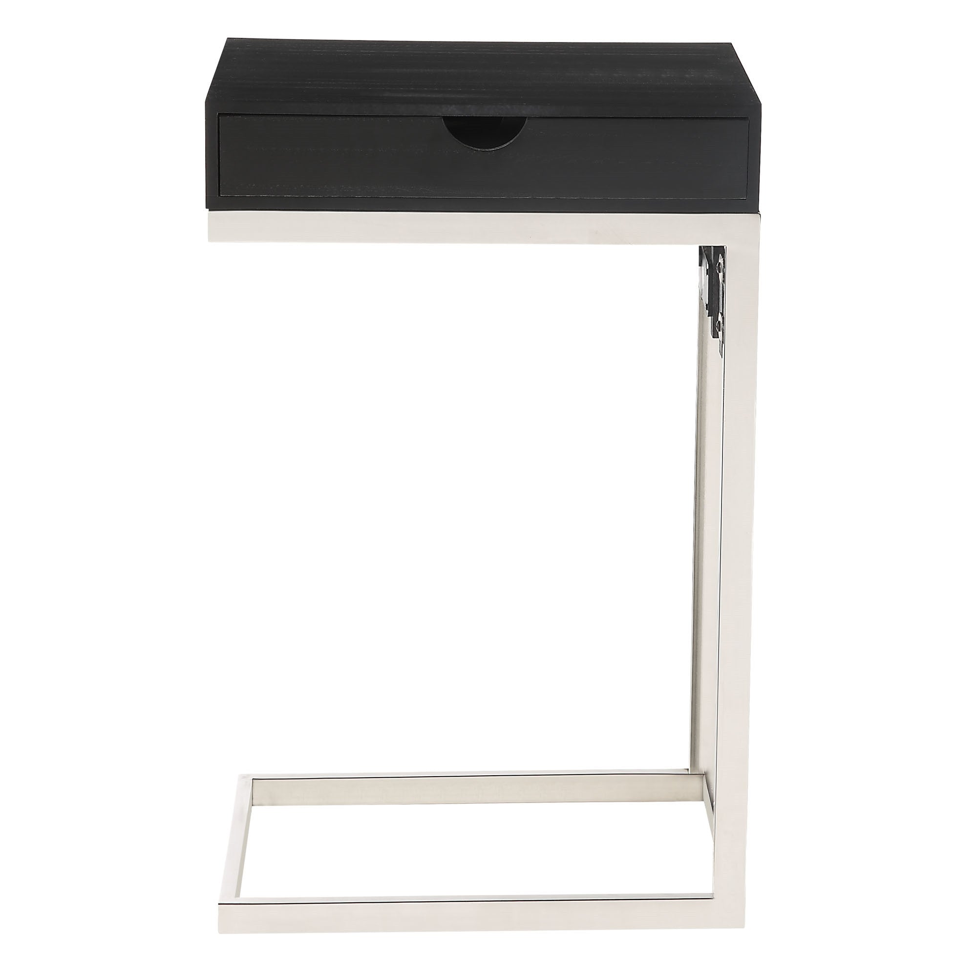 26" Silver Metallic and Black Veneer End Table with Drawer