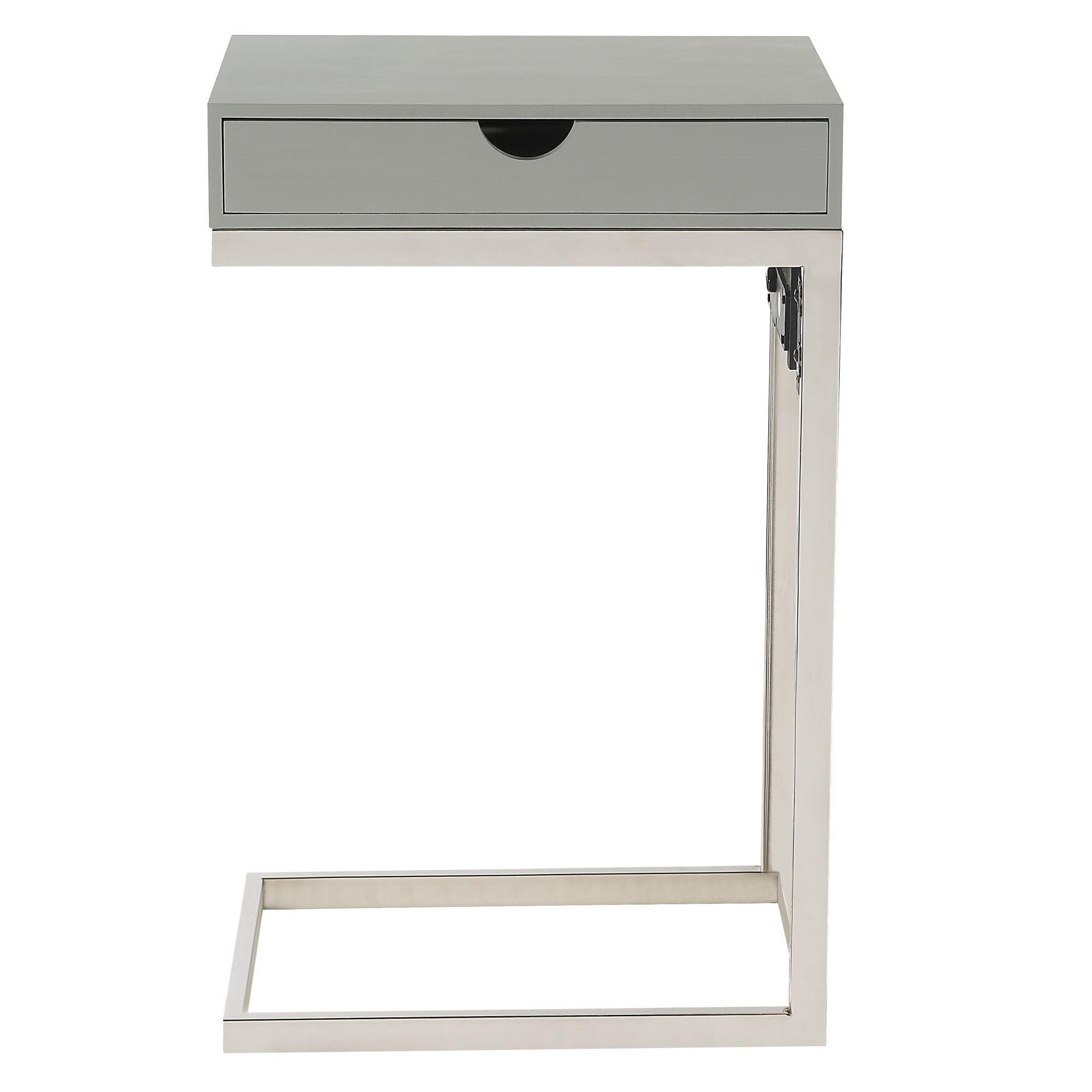 26" Silver Metallic and Black Veneer End Table with Drawer