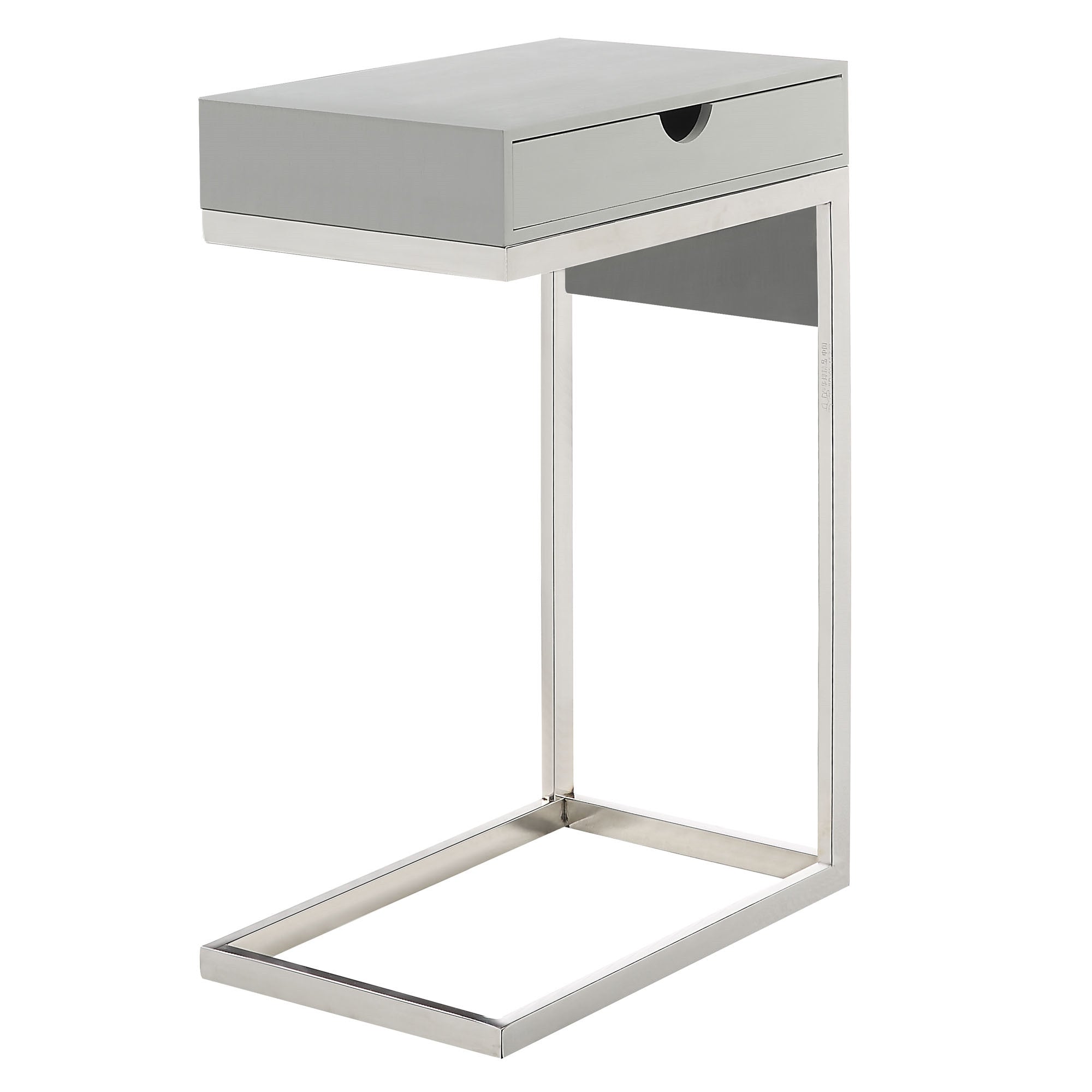 26" Silver Metallic and Black Veneer End Table with Drawer