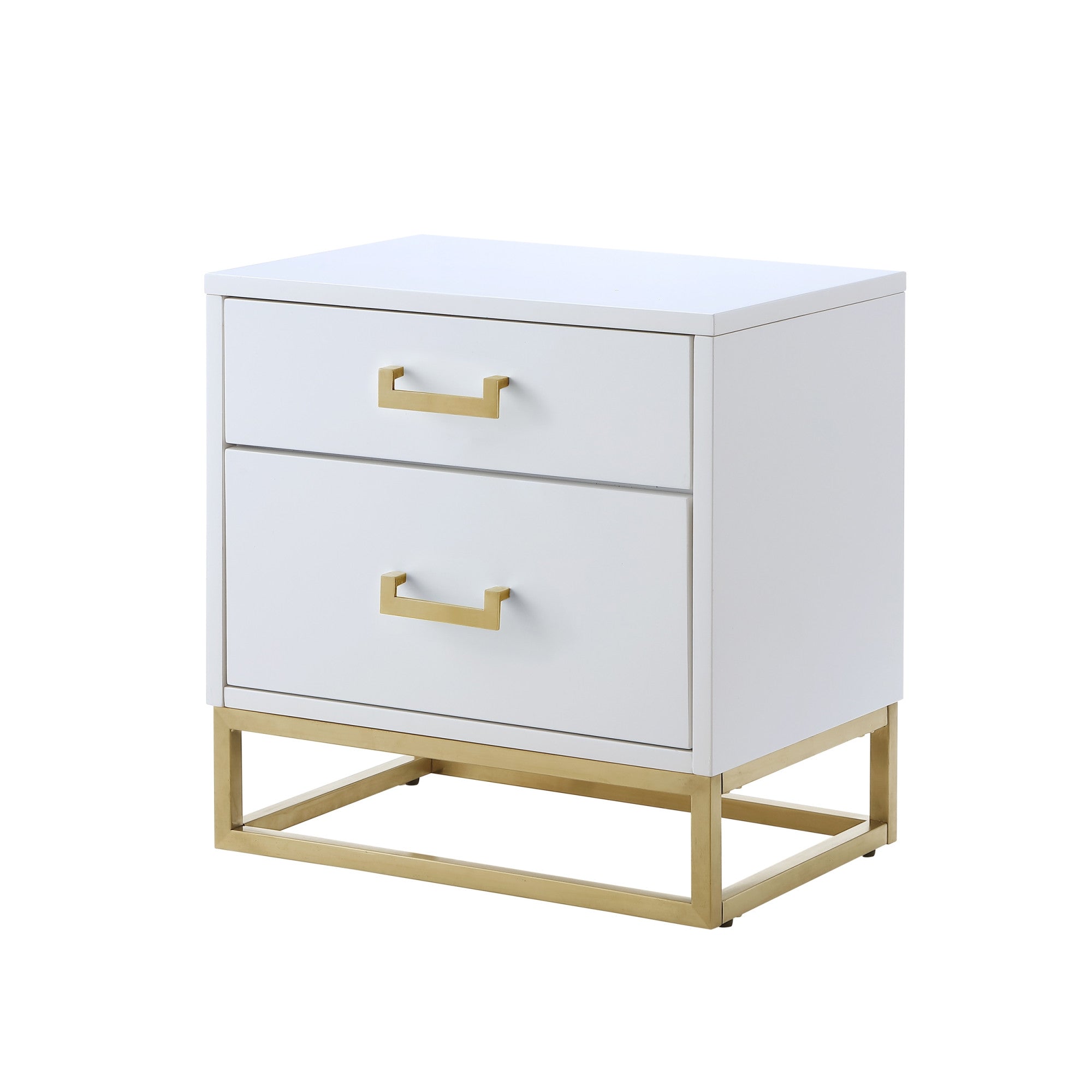 20" Gold And White End Table With Two Drawers