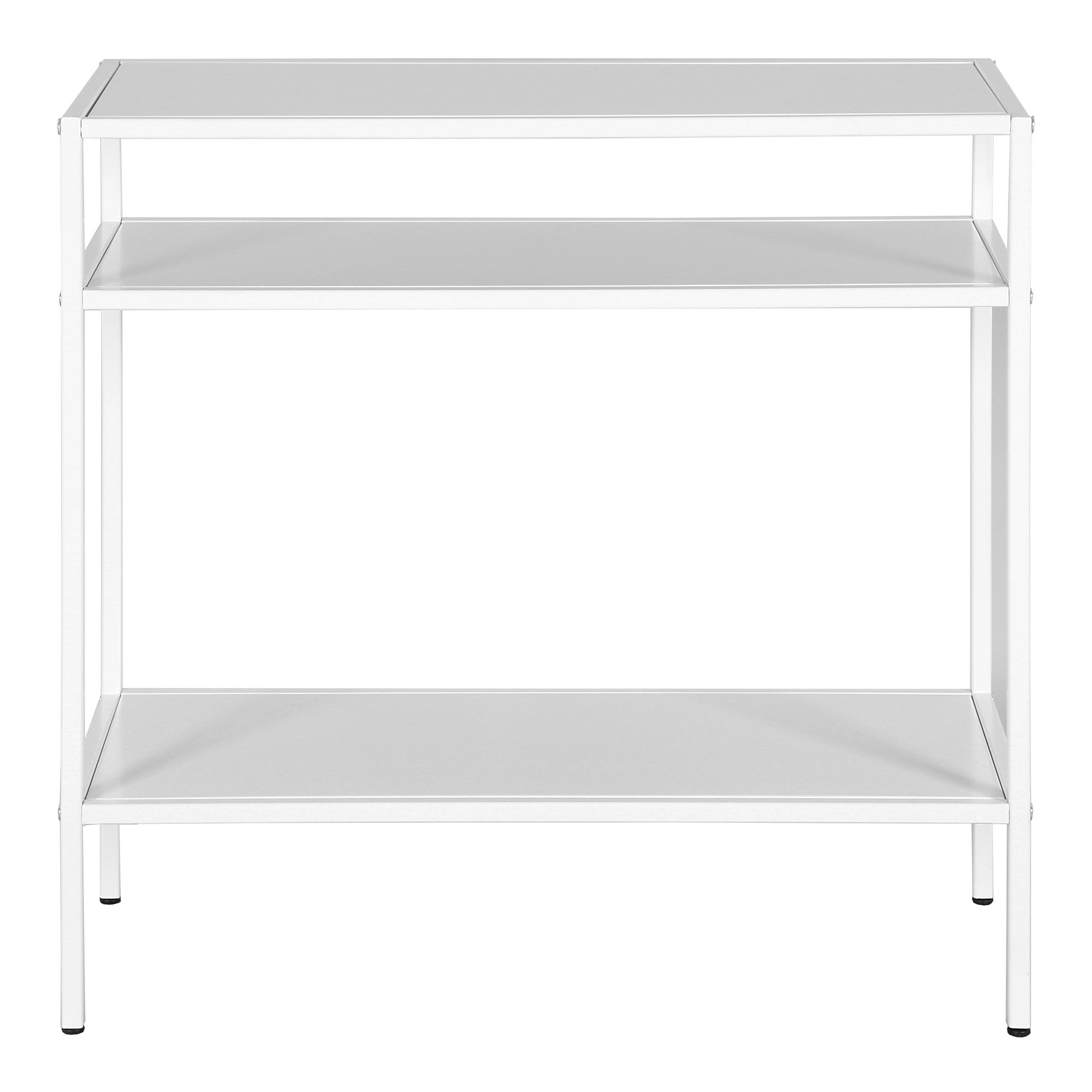 24" White Steel End Table With Two Shelves