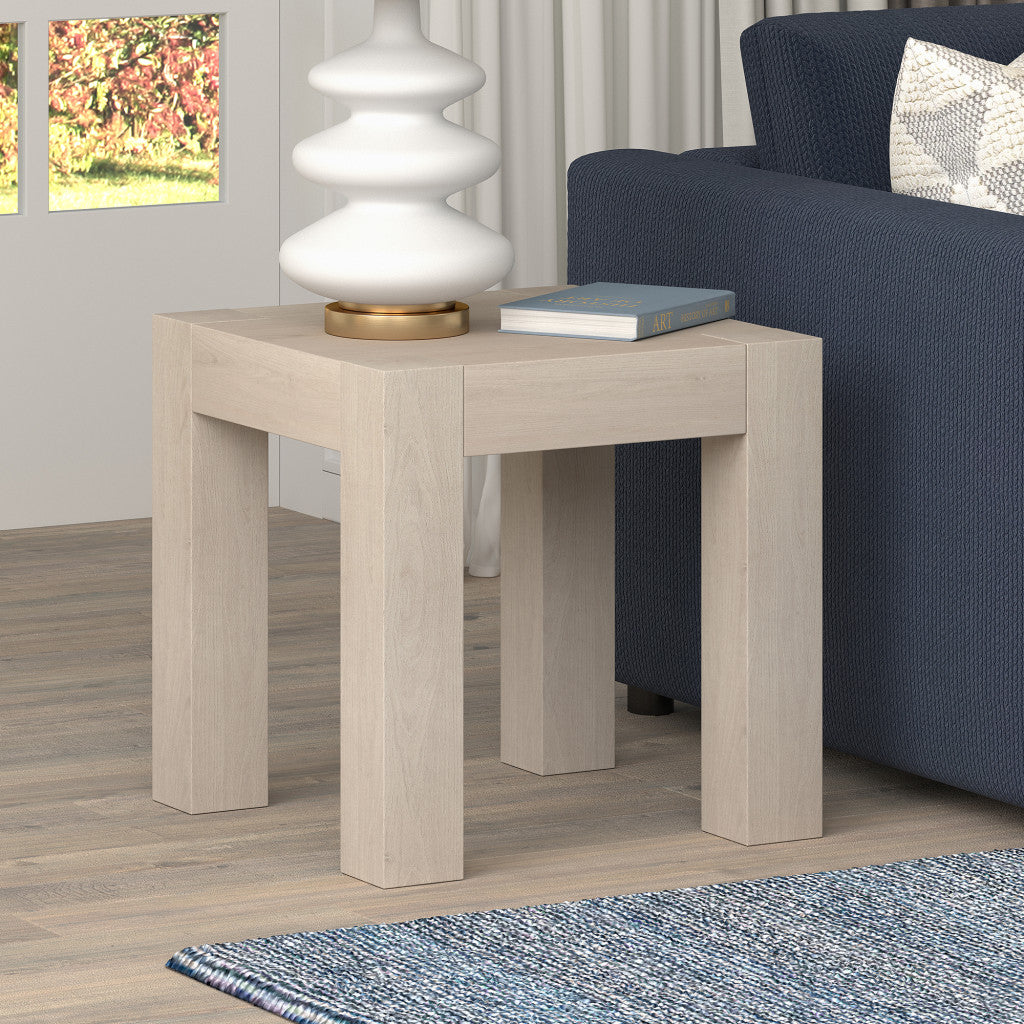 22" Alder White Wood Square End Table