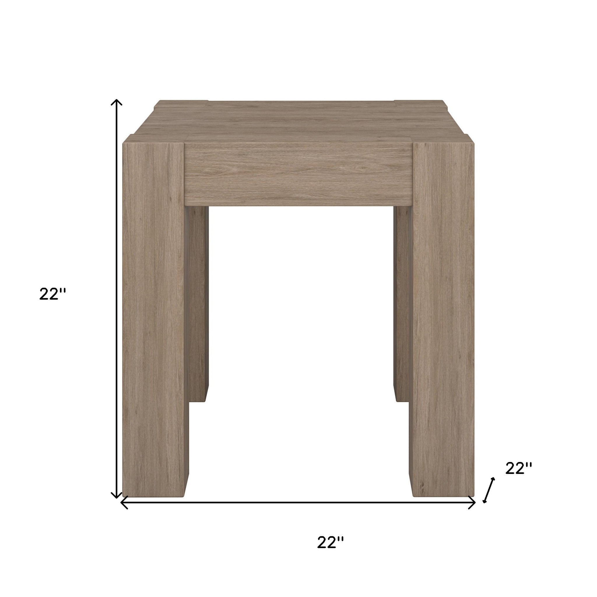 22" Gray Wood Square End Table