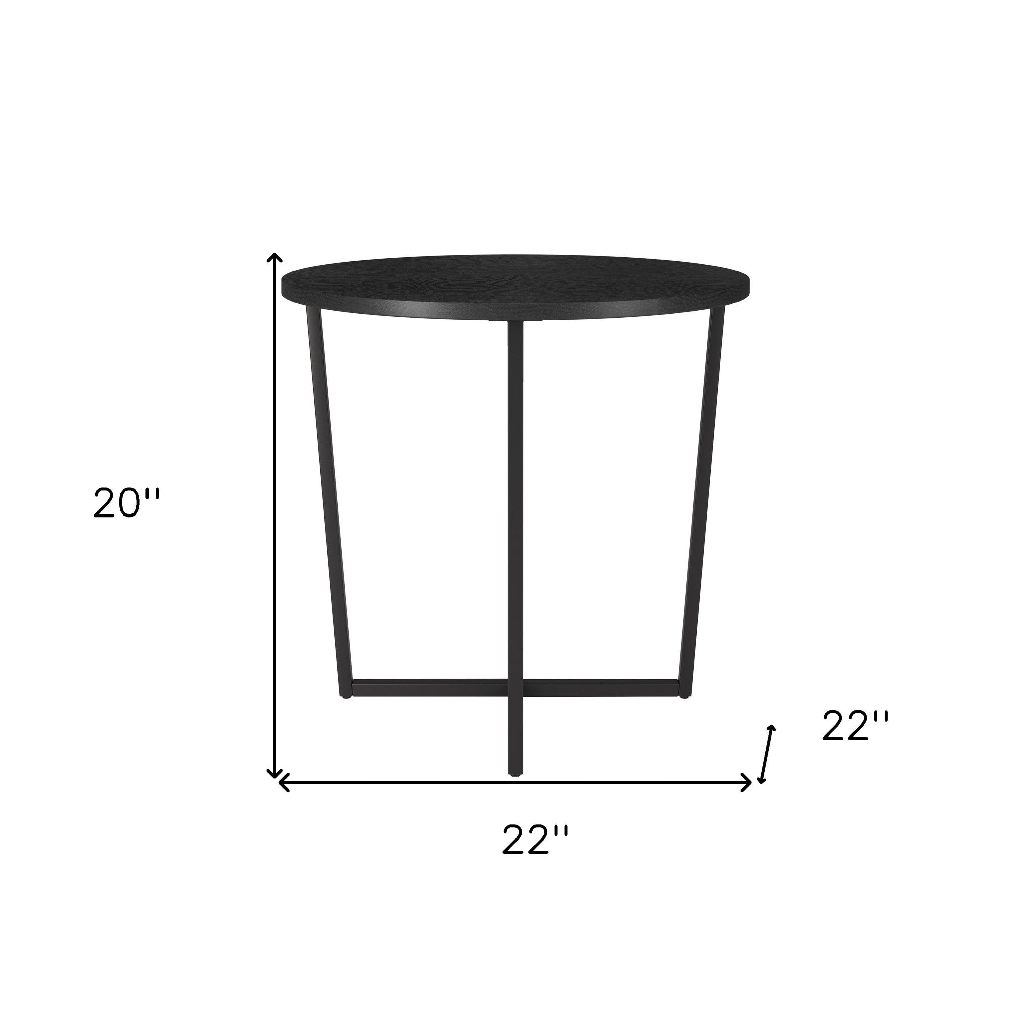 20" Black Wood And Steel Round End Table