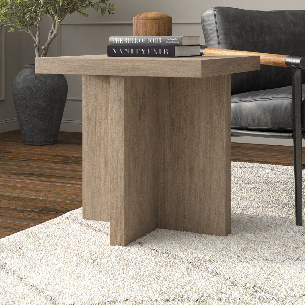 22" Gray Wood Square End Table