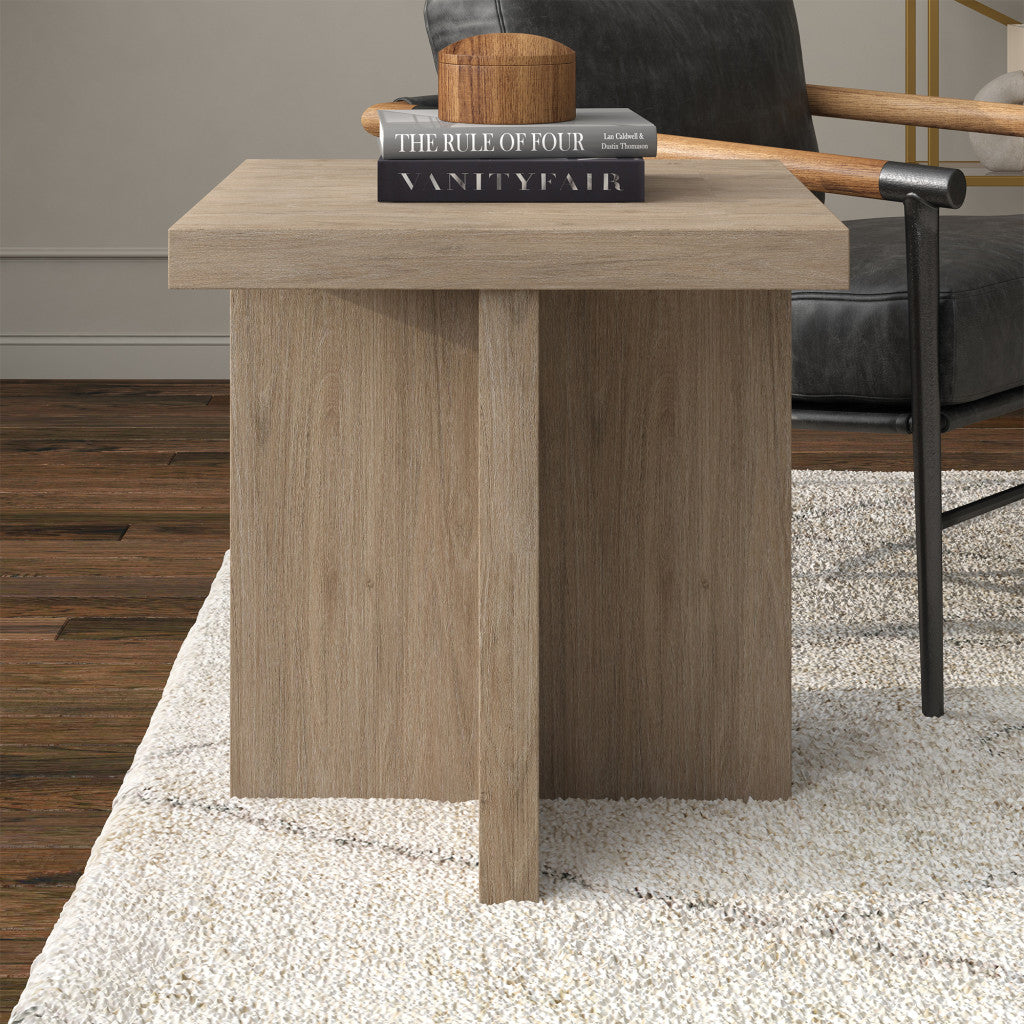 22" Gray Wood Square End Table