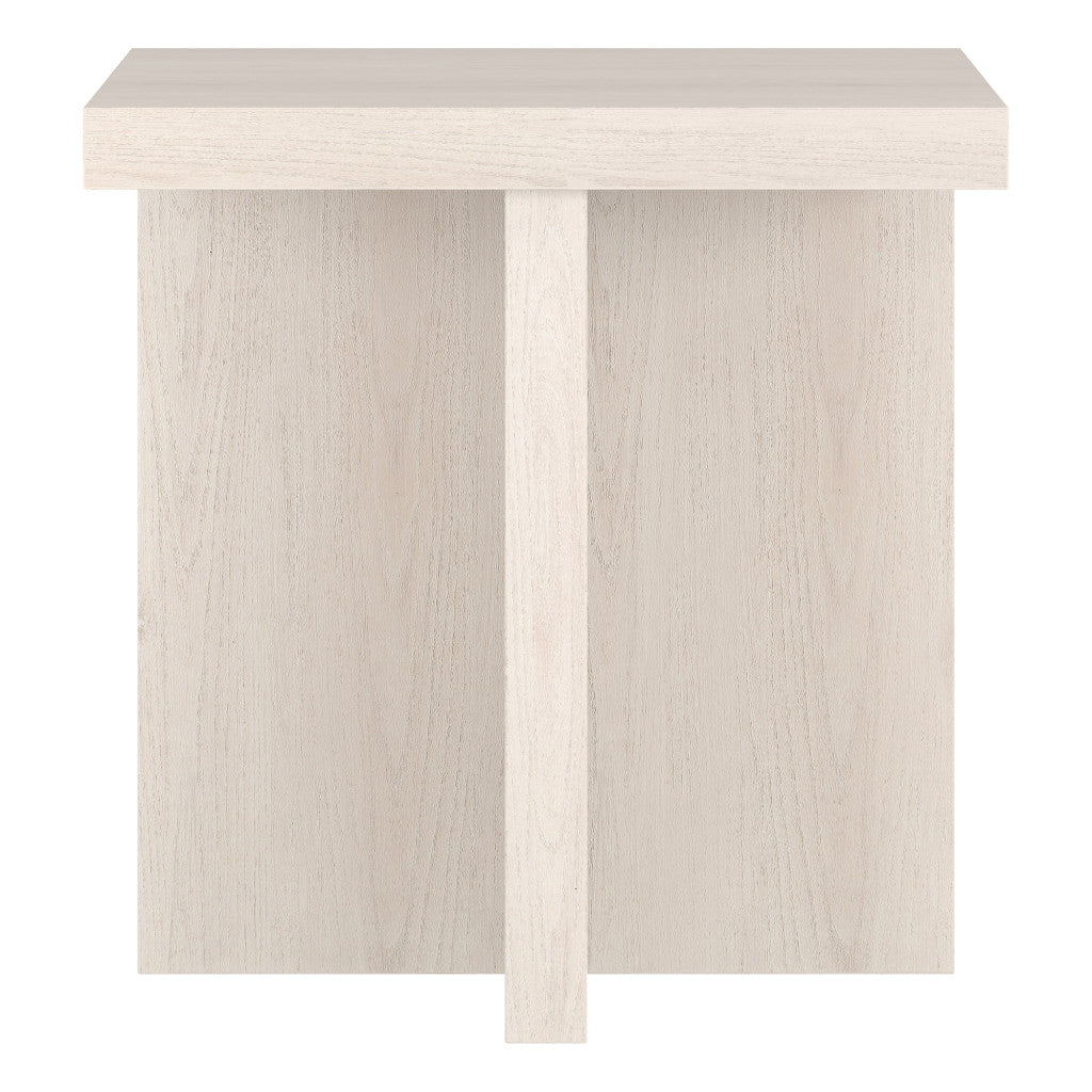 22" Alder White Wood Square End Table