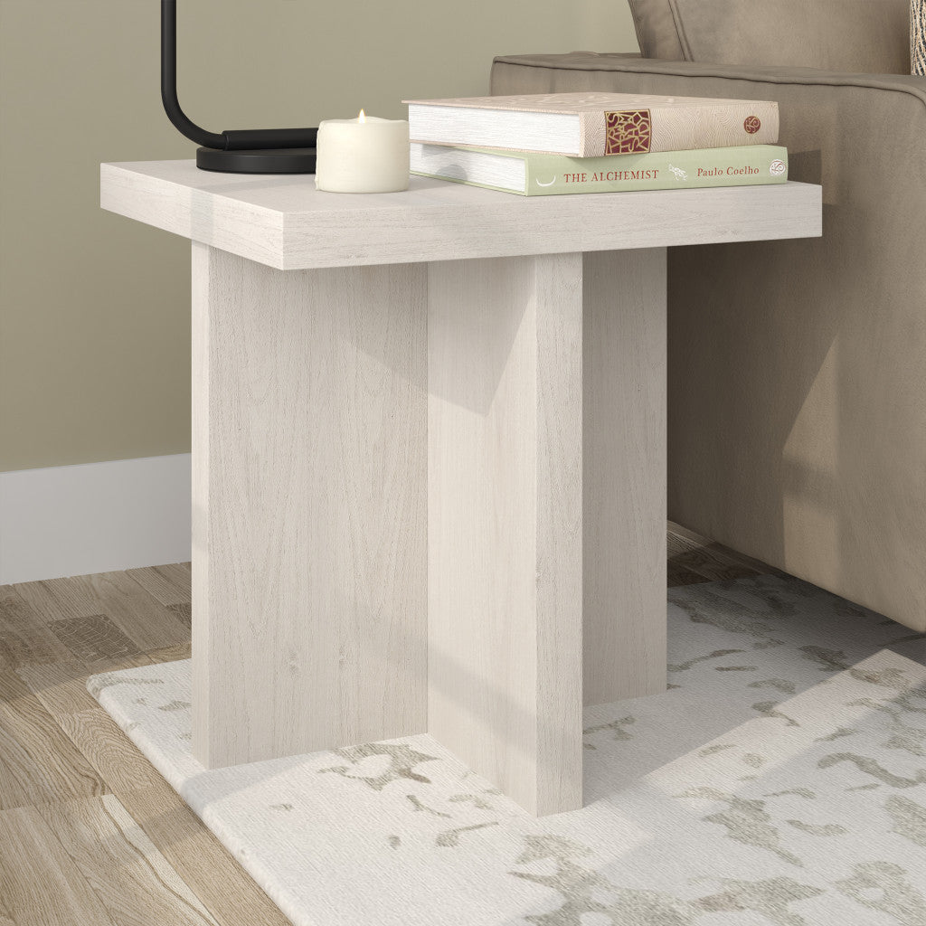 22" Alder White Wood Square End Table