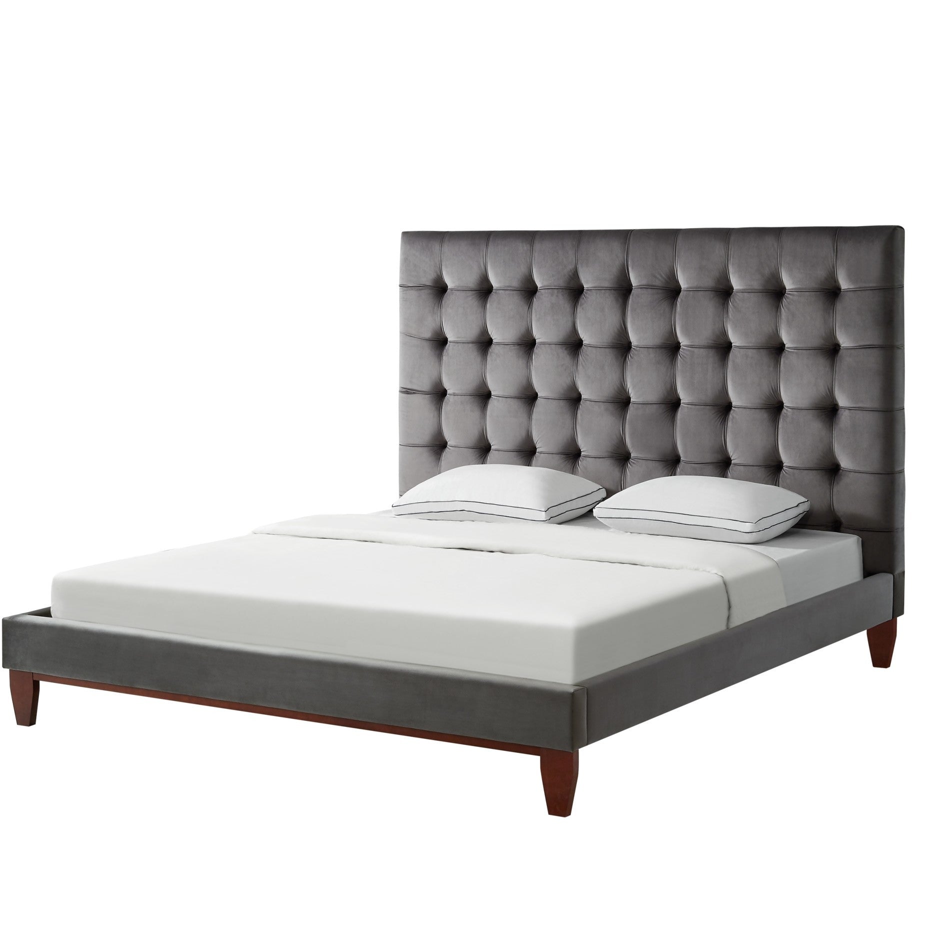 Blush Solid Wood Queen Tufted Upholstered Velvet Bed