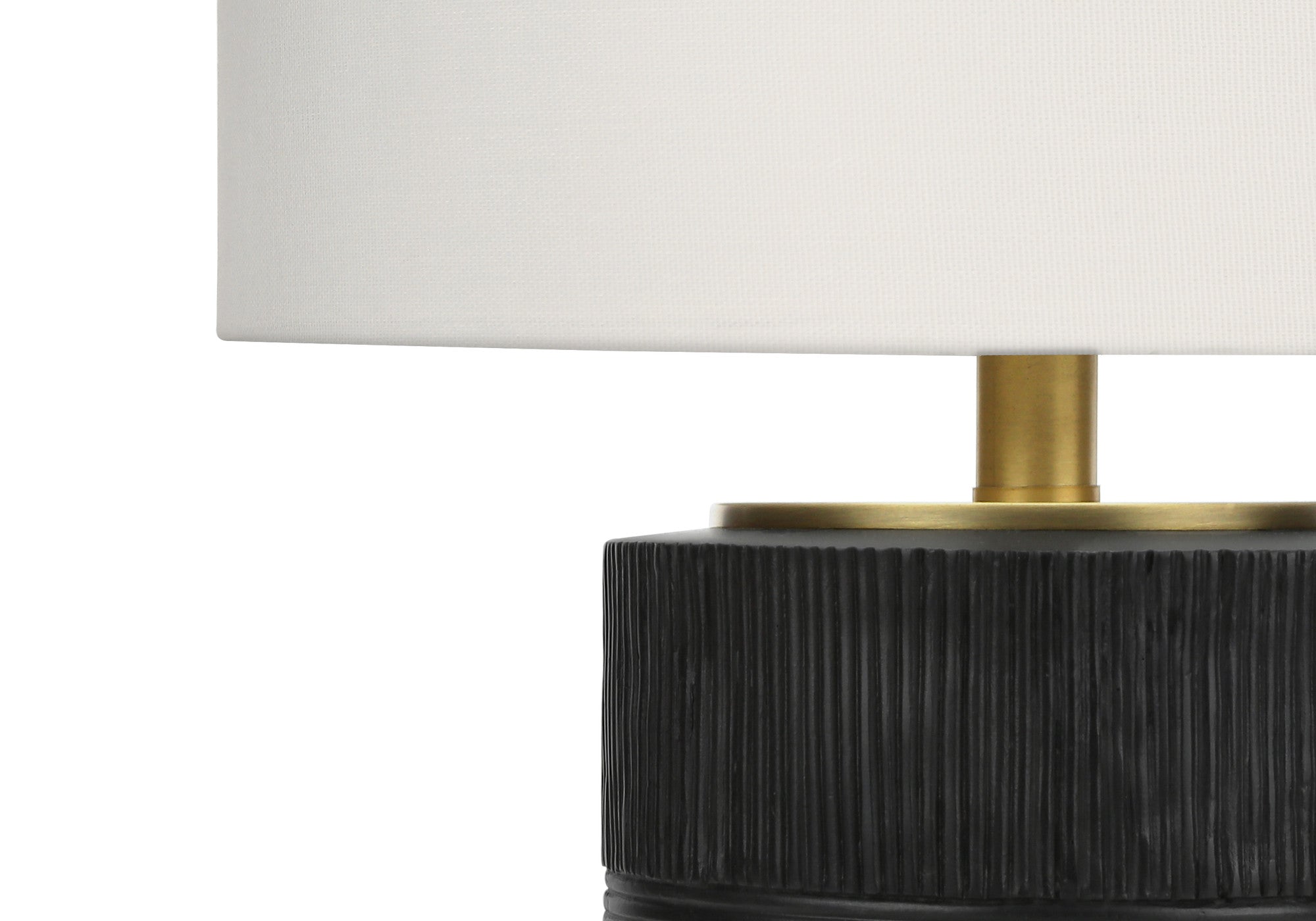 24" Black Cylinder Table Lamp With Ivory Drum Shade