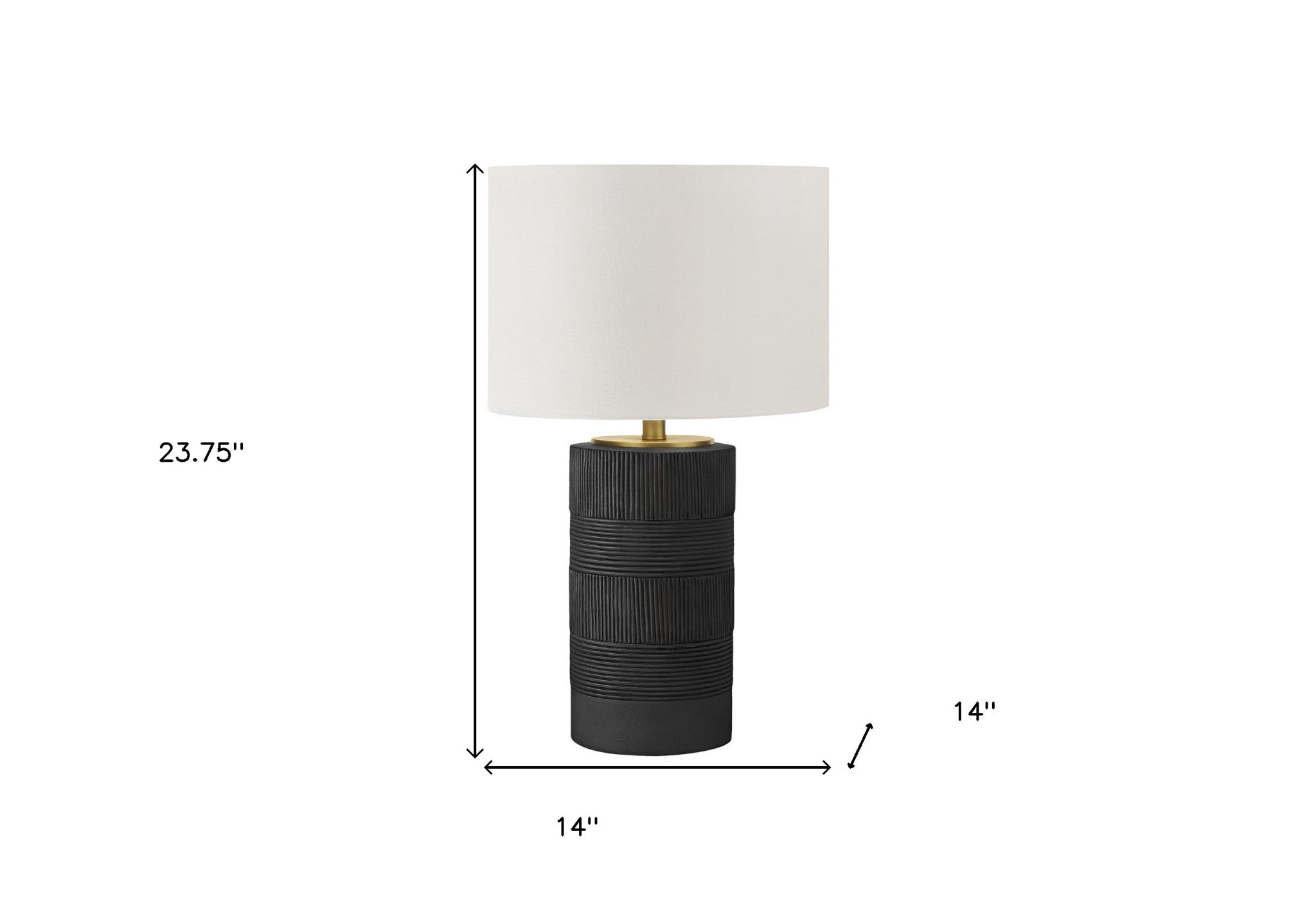 24" Black Cylinder Table Lamp With Ivory Drum Shade