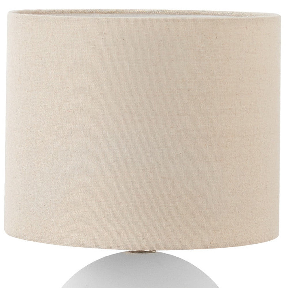 16" Cream Ceramic Round Table Lamp With Cream Drum Shade