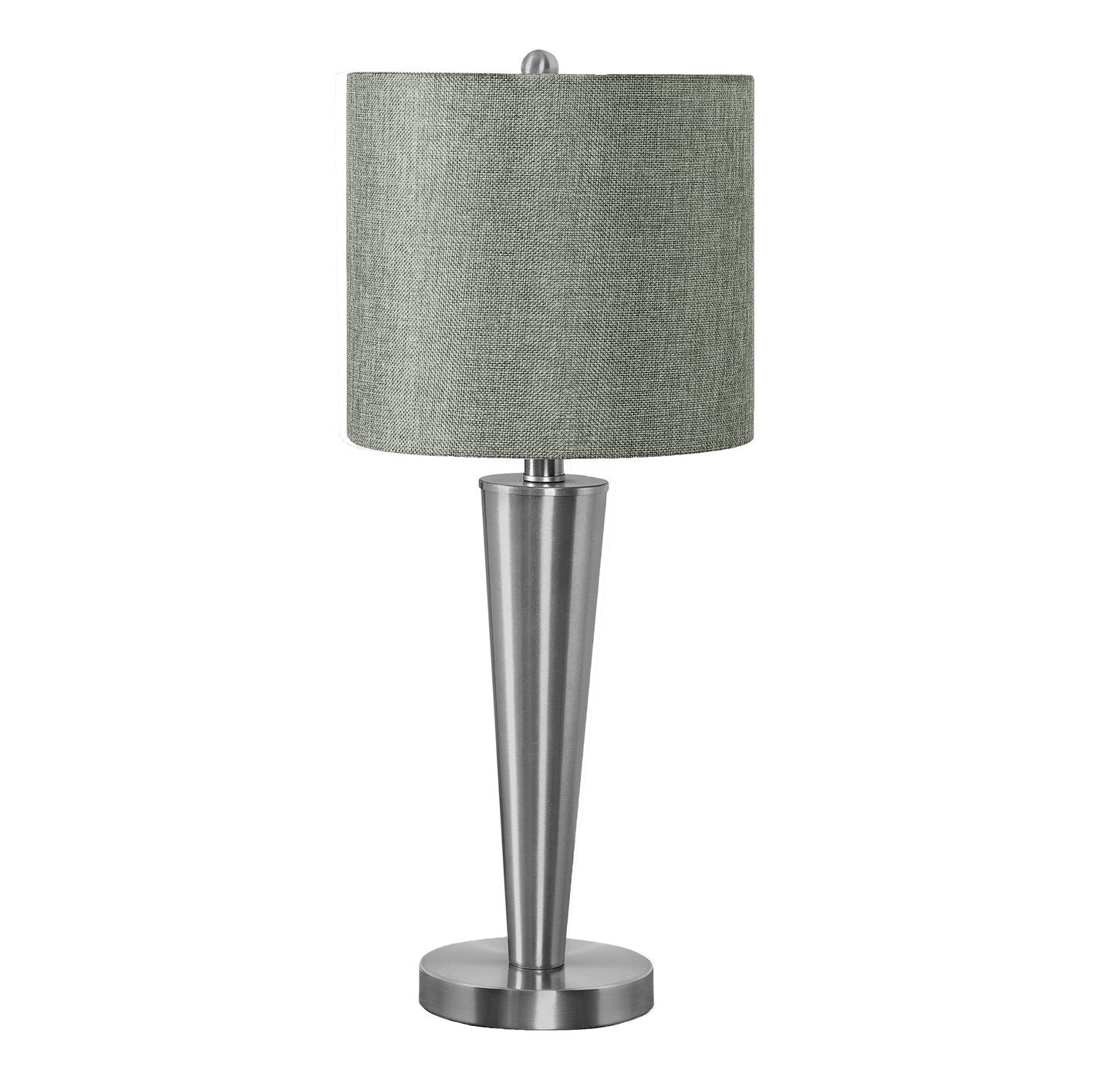 Set of Two 24" Silver Metal Candlestick USB Table Lamps With Gray Drum Shade