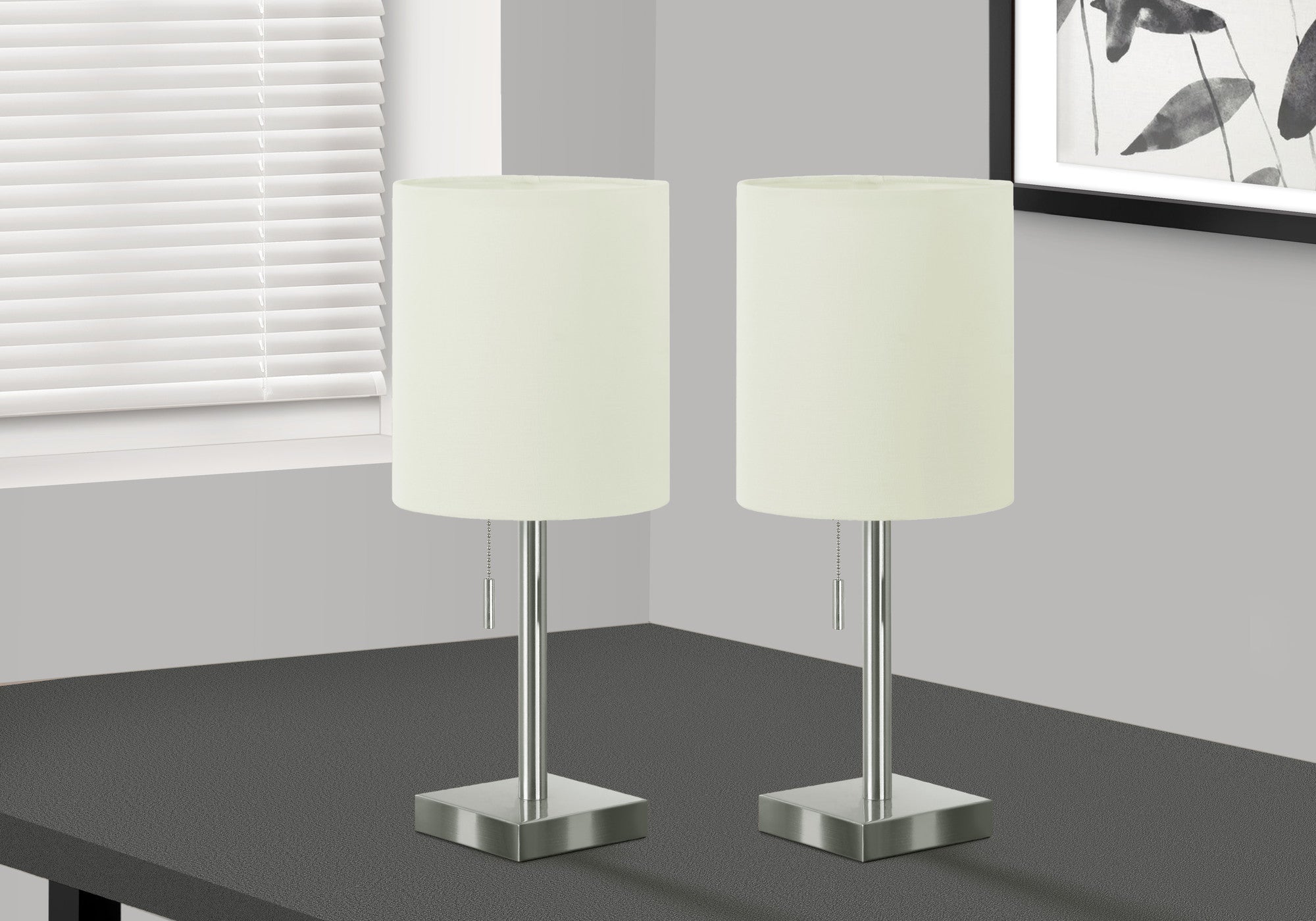 Set of Two 17" Silver Metal Candlestick USB Table Lamps With Ivory Drum Shade