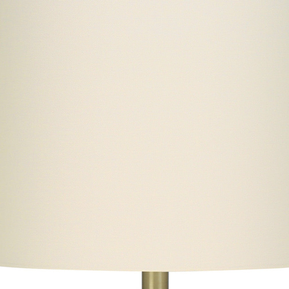 20" Gray Concrete Round Table Lamp With Ivory Drum Shade