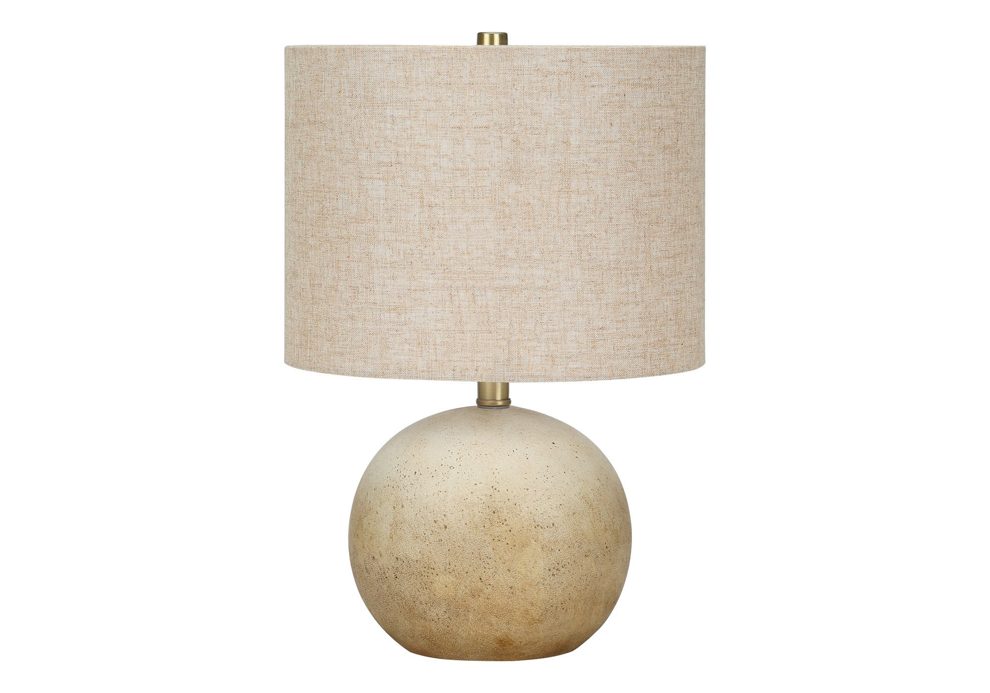 20" Beige Concrete Round Table Lamp With Beige Drum Shade