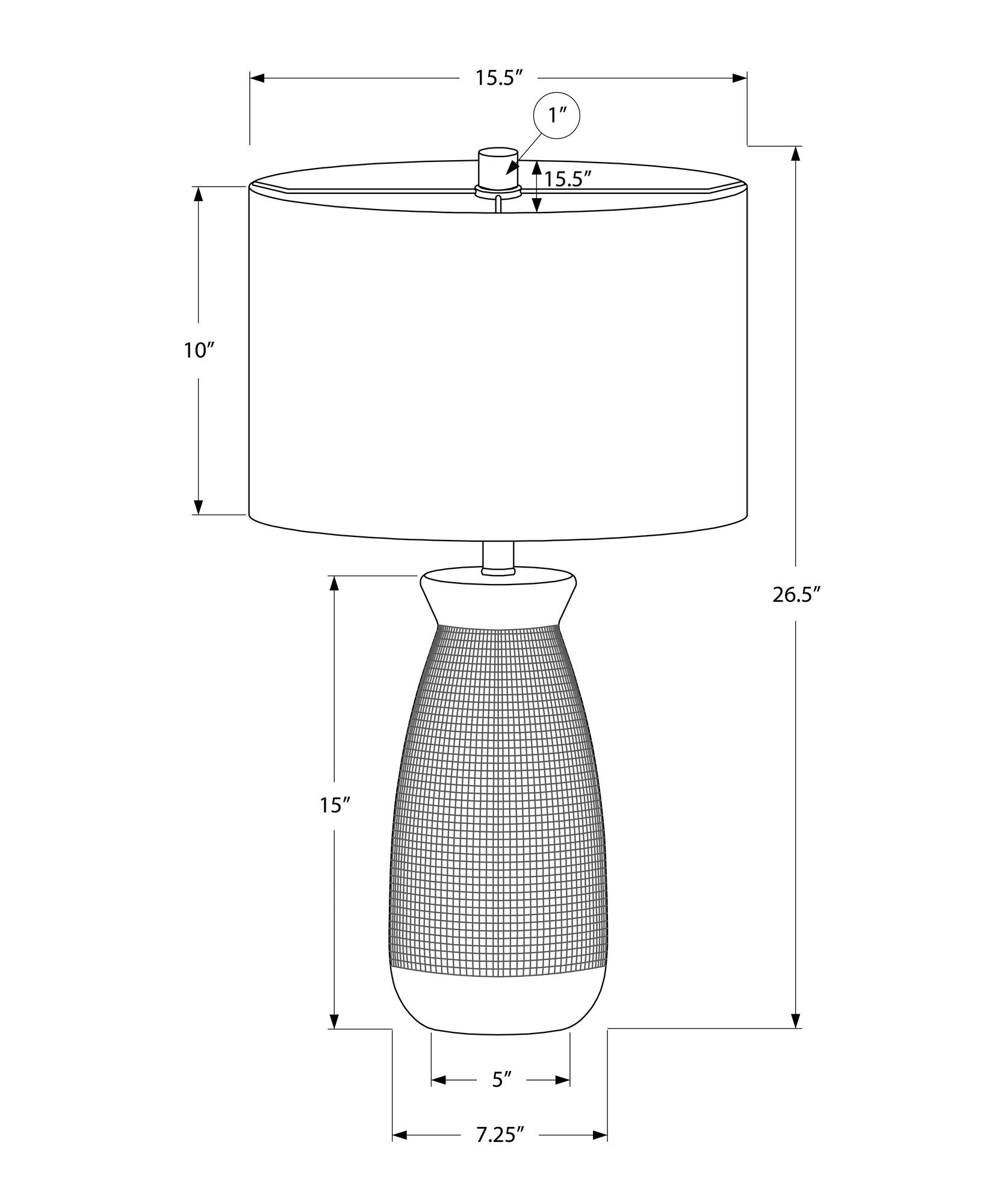 27" Gray and White Ceramic Round Table Lamp With Gray Drum Shade