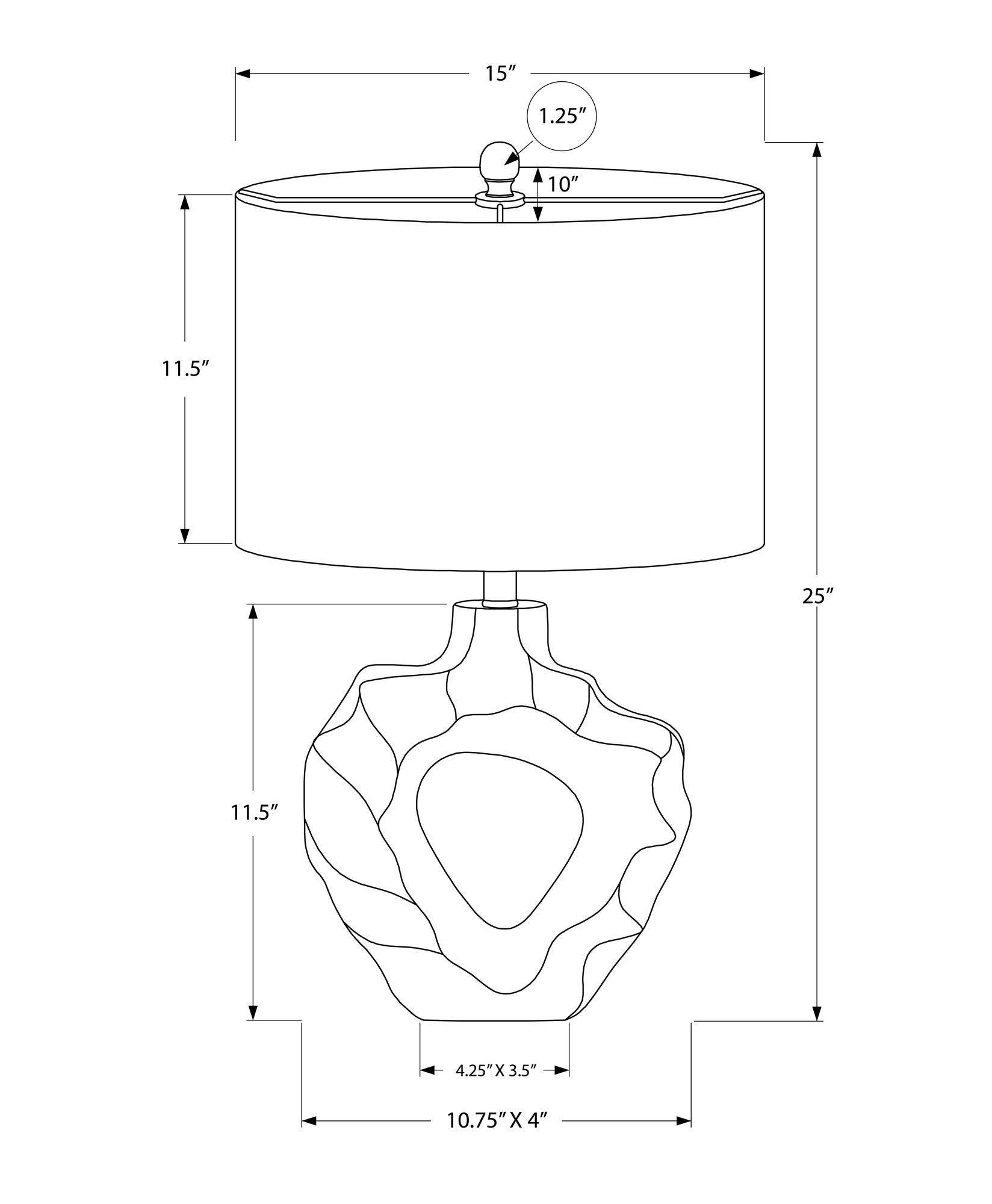 25" Cream Novelty Table Lamp With Cream Drum Shade