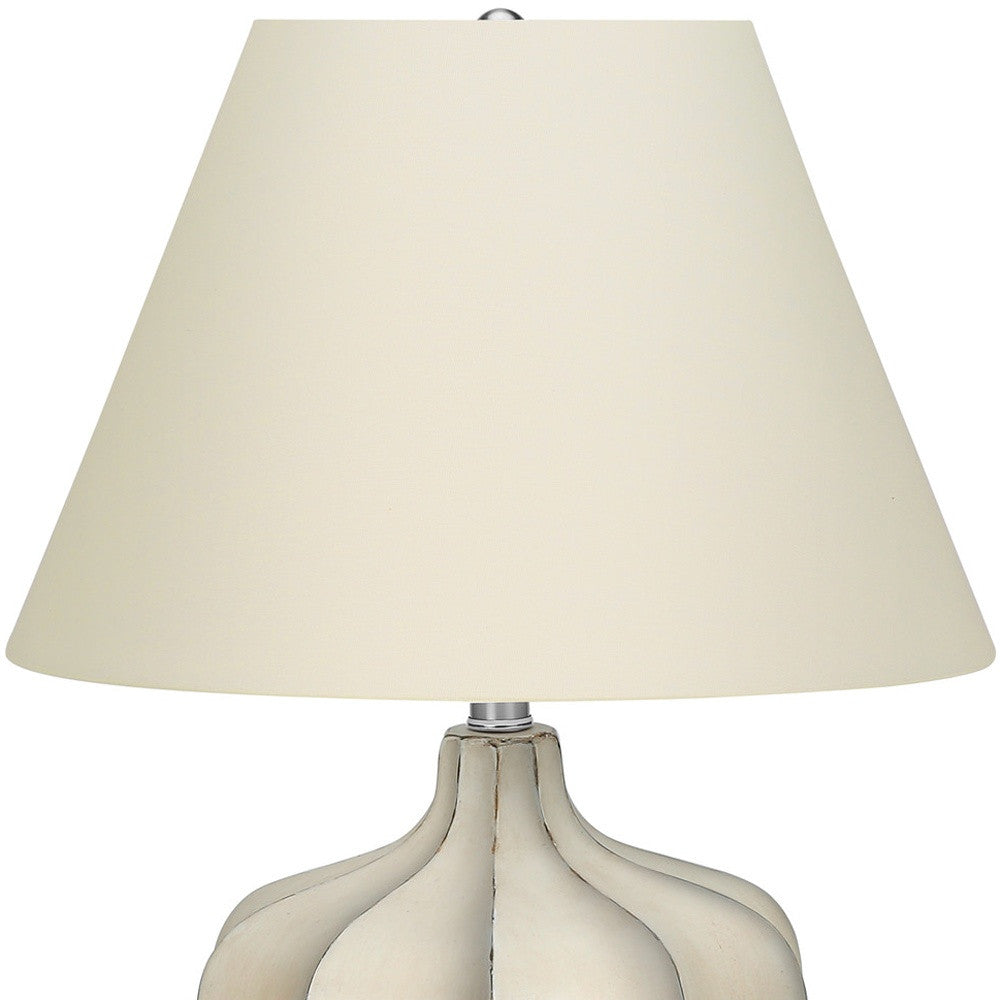 21" Cream Round Table Lamp With Cream Empire Shade