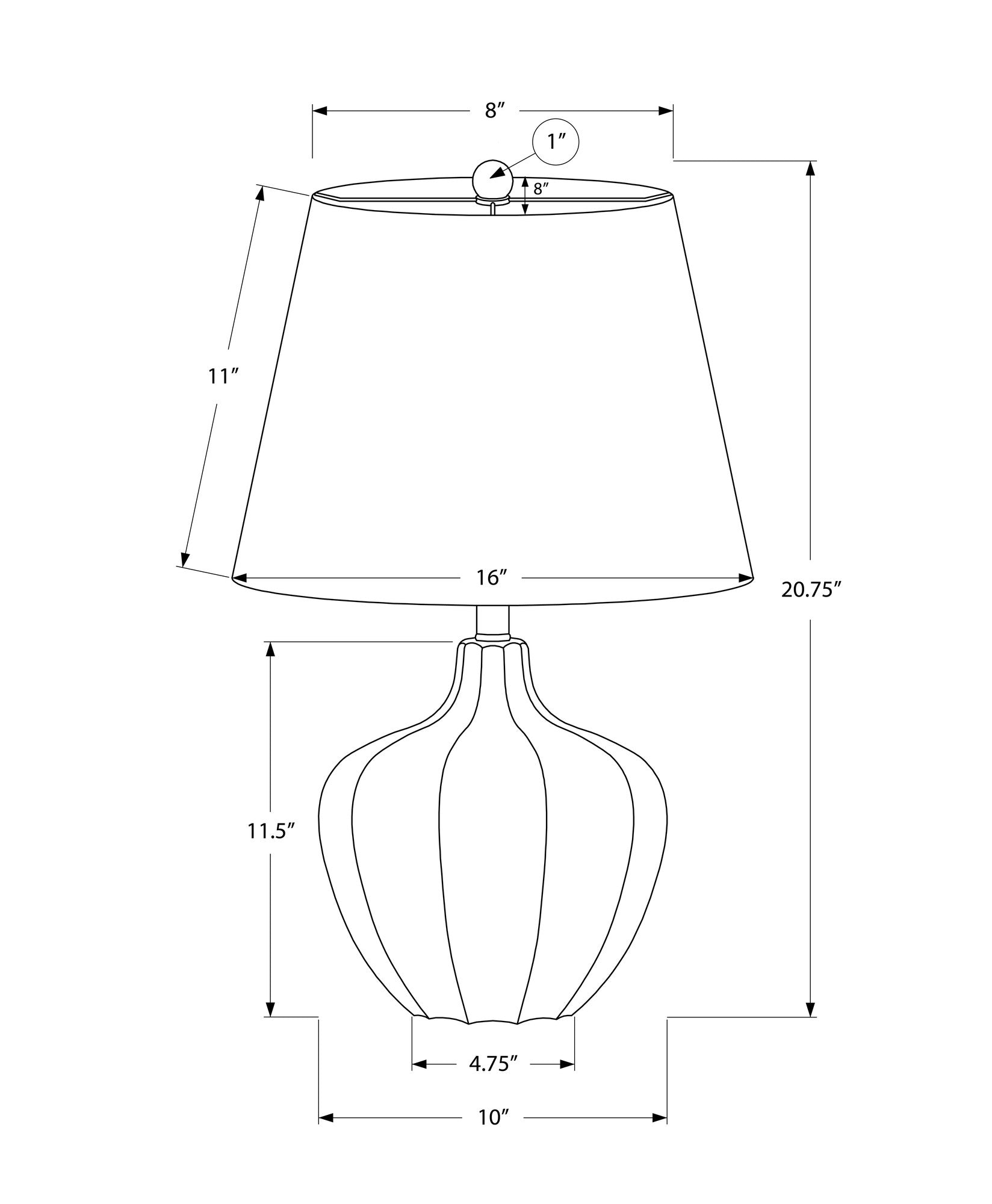 21" Cream Round Table Lamp With Cream Empire Shade