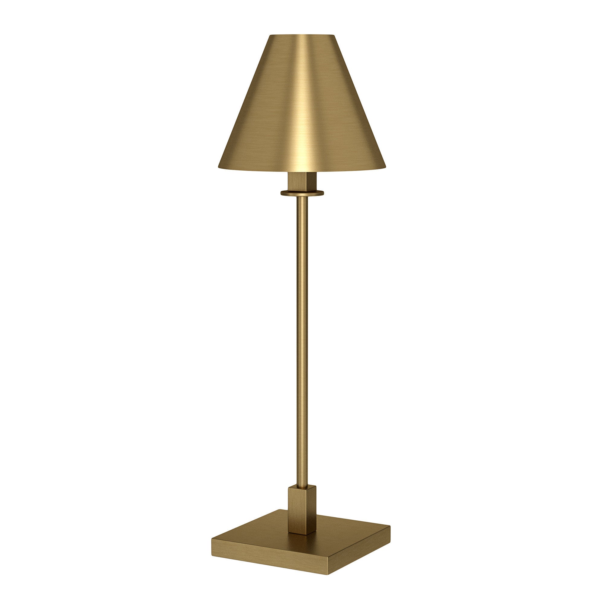 28" Brass Metal Buffet Lamp With Brass Cone Shade