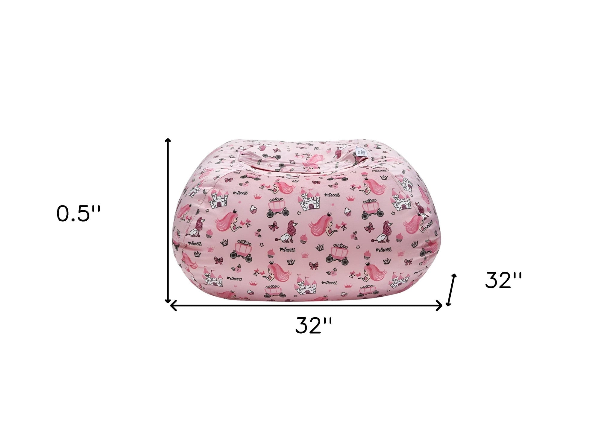 32" Pink and White Microfiber Round Princess Pouf Cover