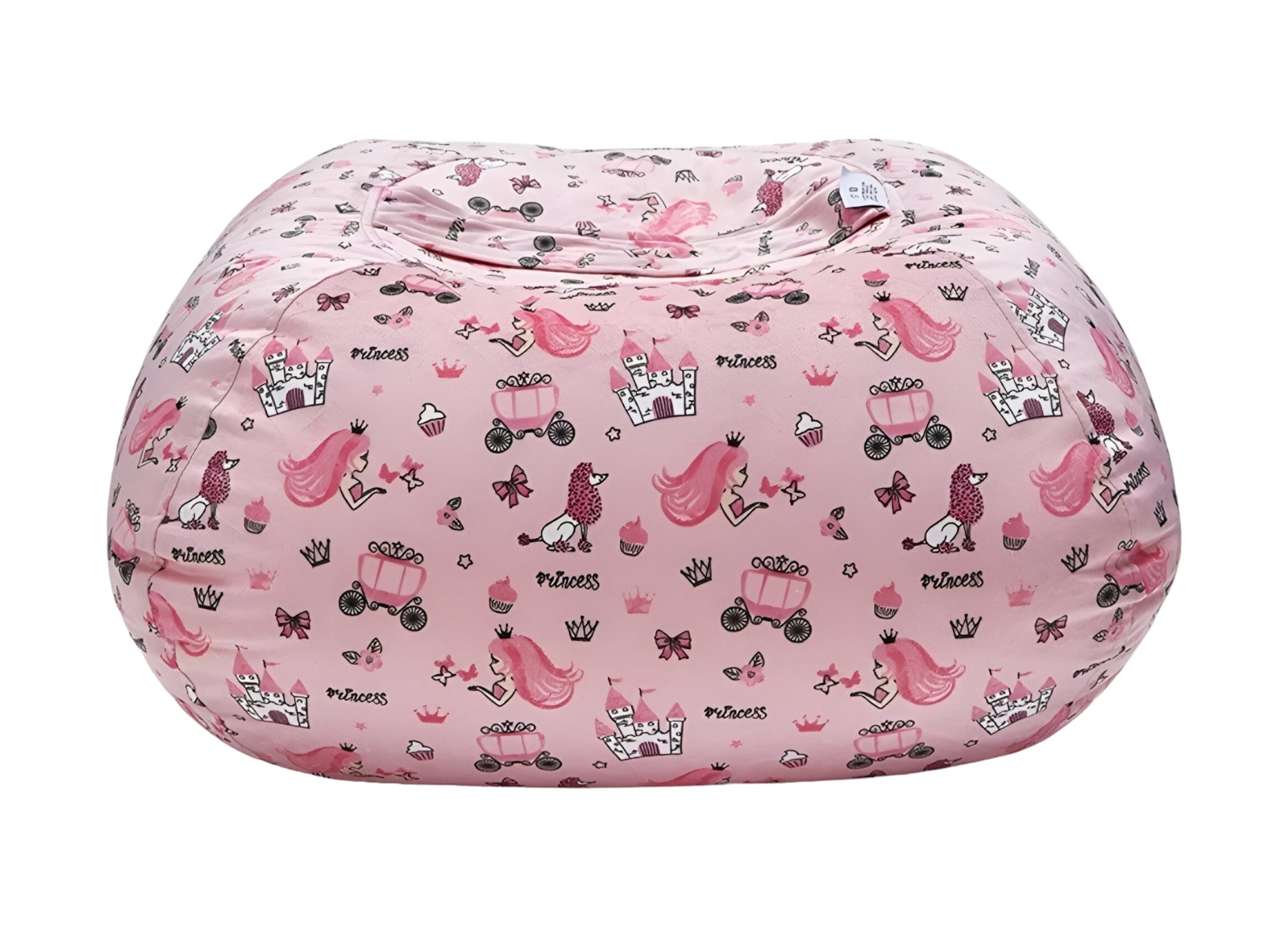 32" Pink and White Microfiber Round Princess Pouf Cover