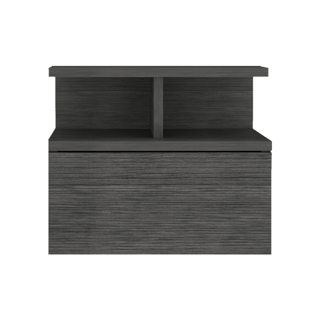 13" Dark Gray One Drawer Faux Wood Floating Nightstand