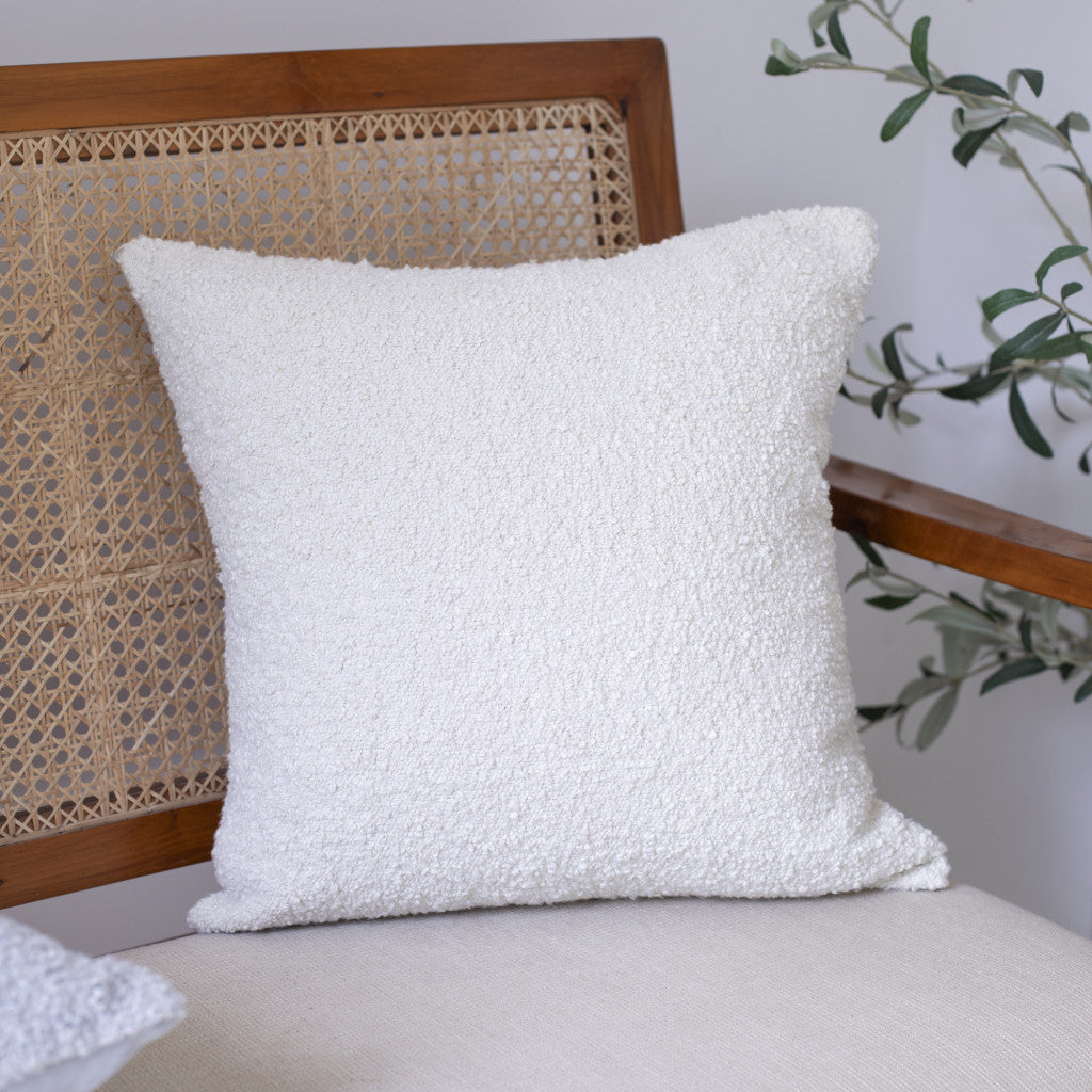 20" Ivory Throw Pillow With Shag