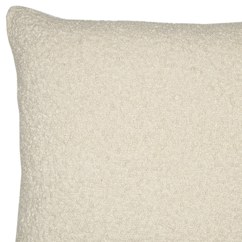 20" Ivory Throw Pillow With Shag