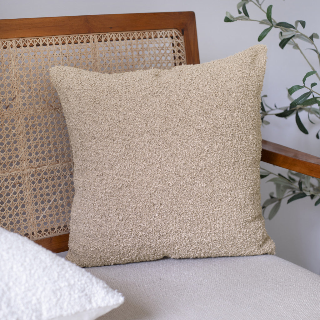 20" Ivory Throw Pillow With Shag