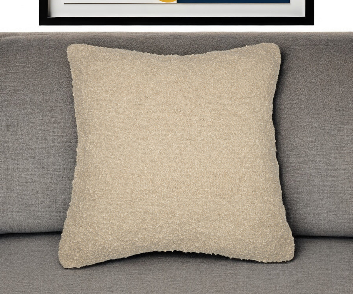 20" Ivory Throw Pillow With Shag