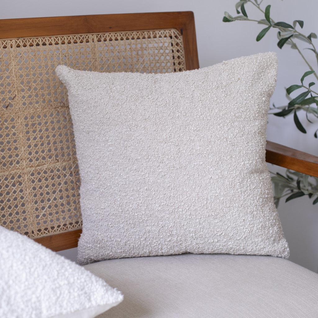 20" Ivory Throw Pillow With Shag