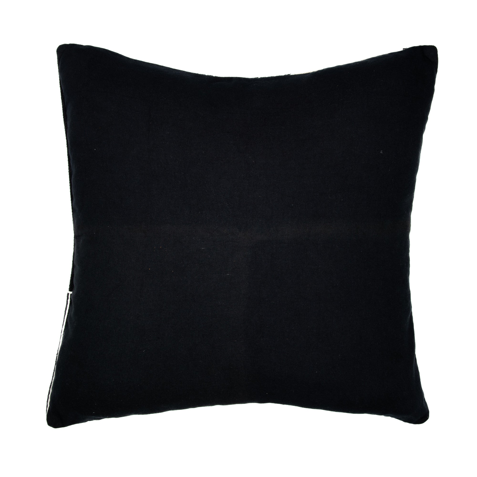 20" Black and White Geometric Cotton Throw Pillow With Embroidery