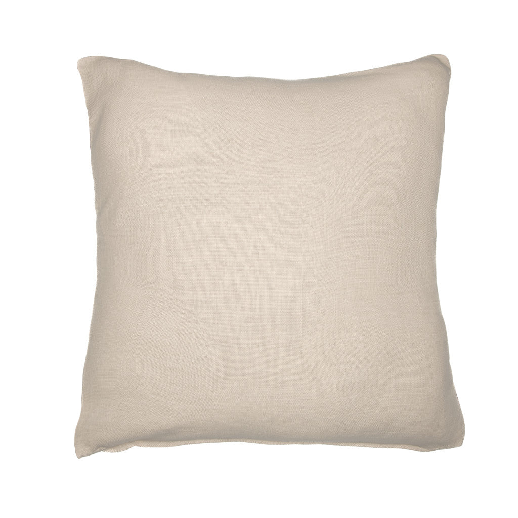 20" Taupe and Ivory Geometric Cotton Blend Throw Pillow With Embroidery