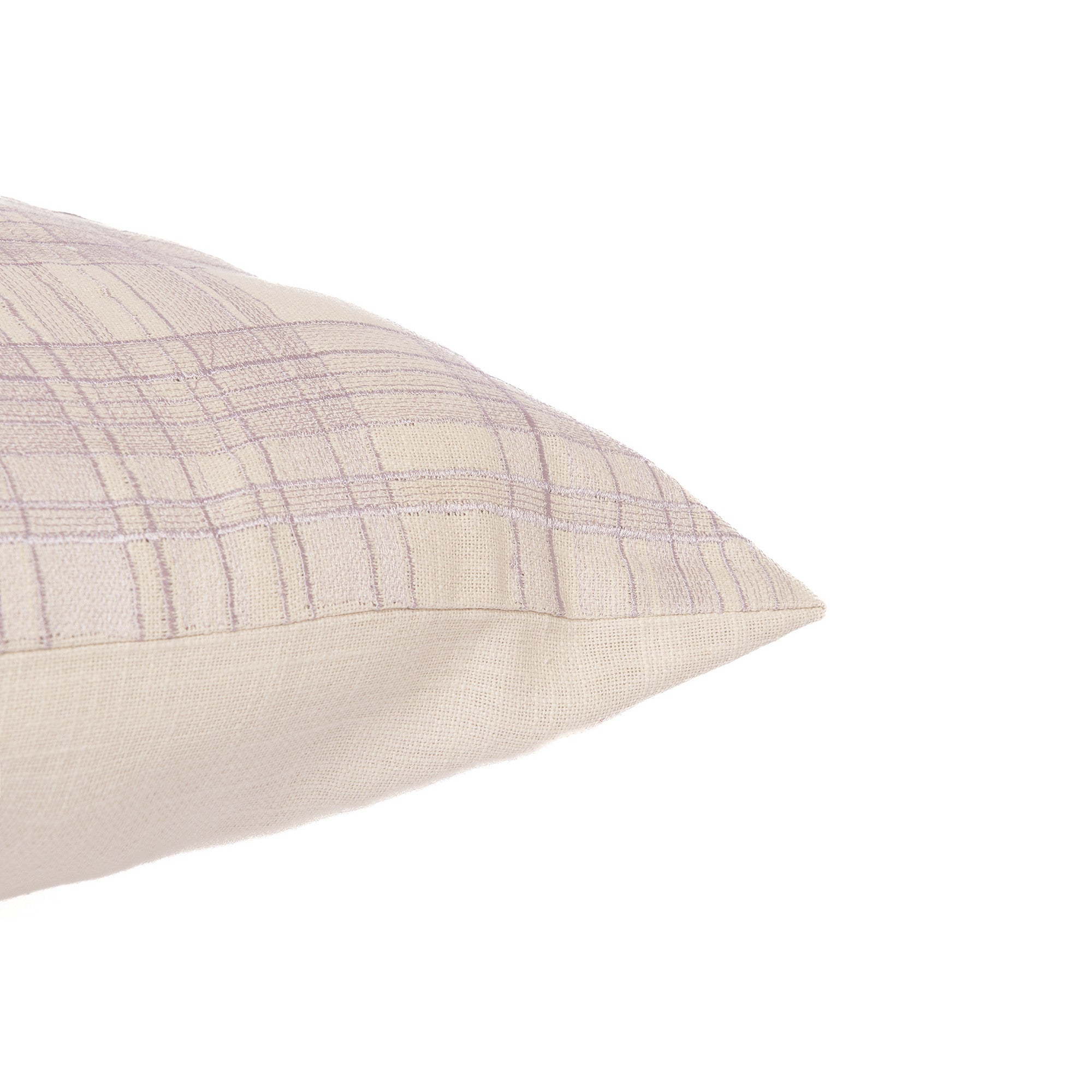 20" White and Black Check Cotton Blend Throw Pillow With Embroidery