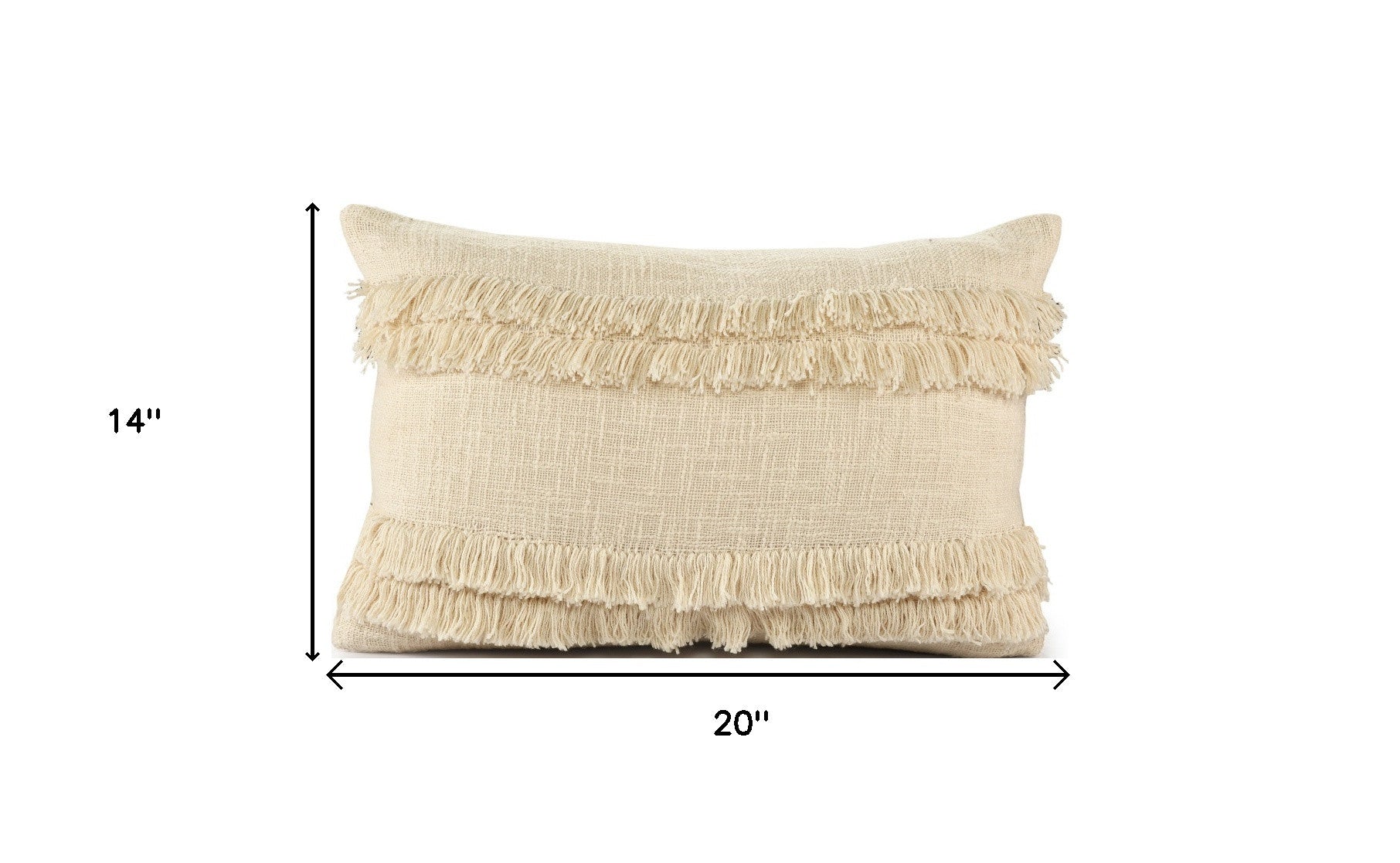 14" X 20" Cream Cotton Throw Pillow With Texture