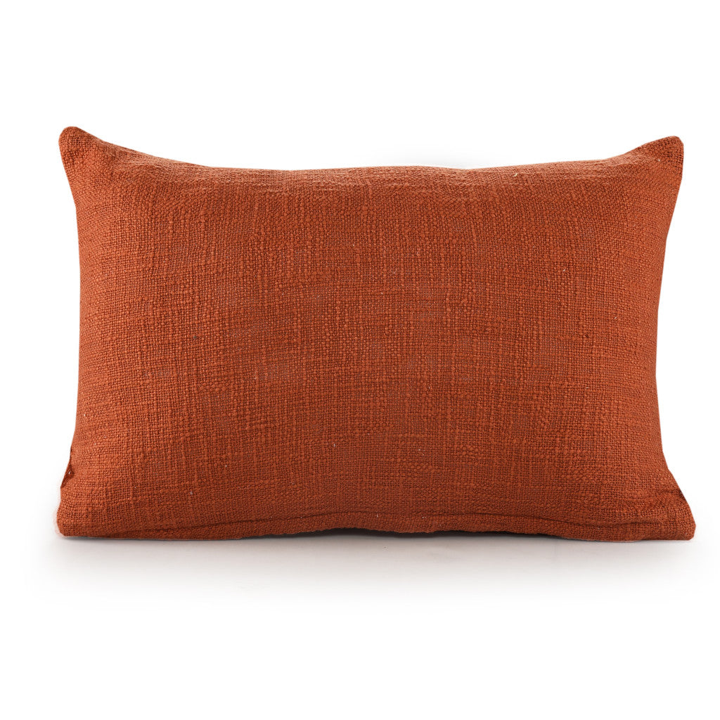 14" X 20" Cinnamon Chevron Cotton Lumbar Throw Pillow With Texture