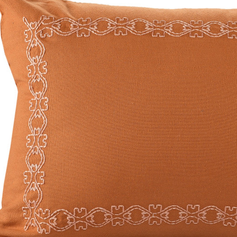 14" X 20" Orange Geometric Cotton Lumbar Throw Pillow