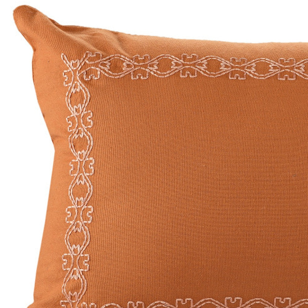 14" X 20" Orange Geometric Cotton Lumbar Throw Pillow