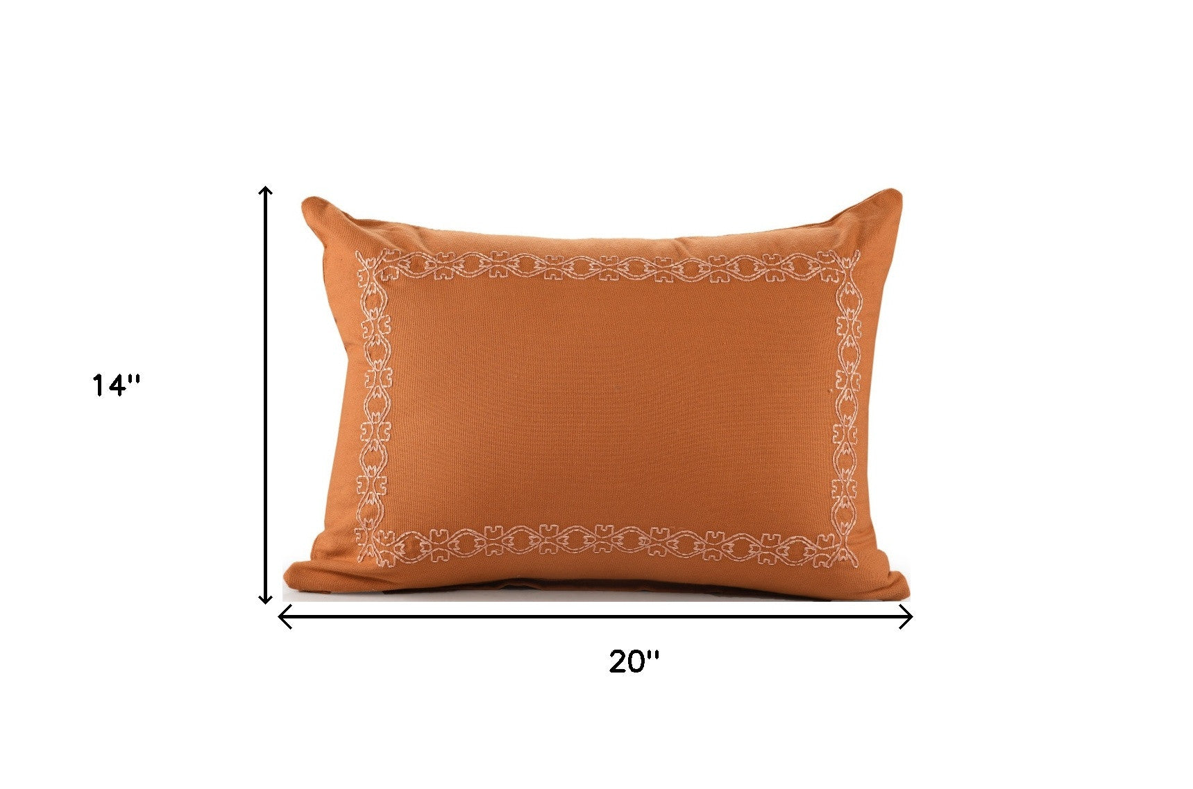 14" X 20" Orange Geometric Cotton Lumbar Throw Pillow