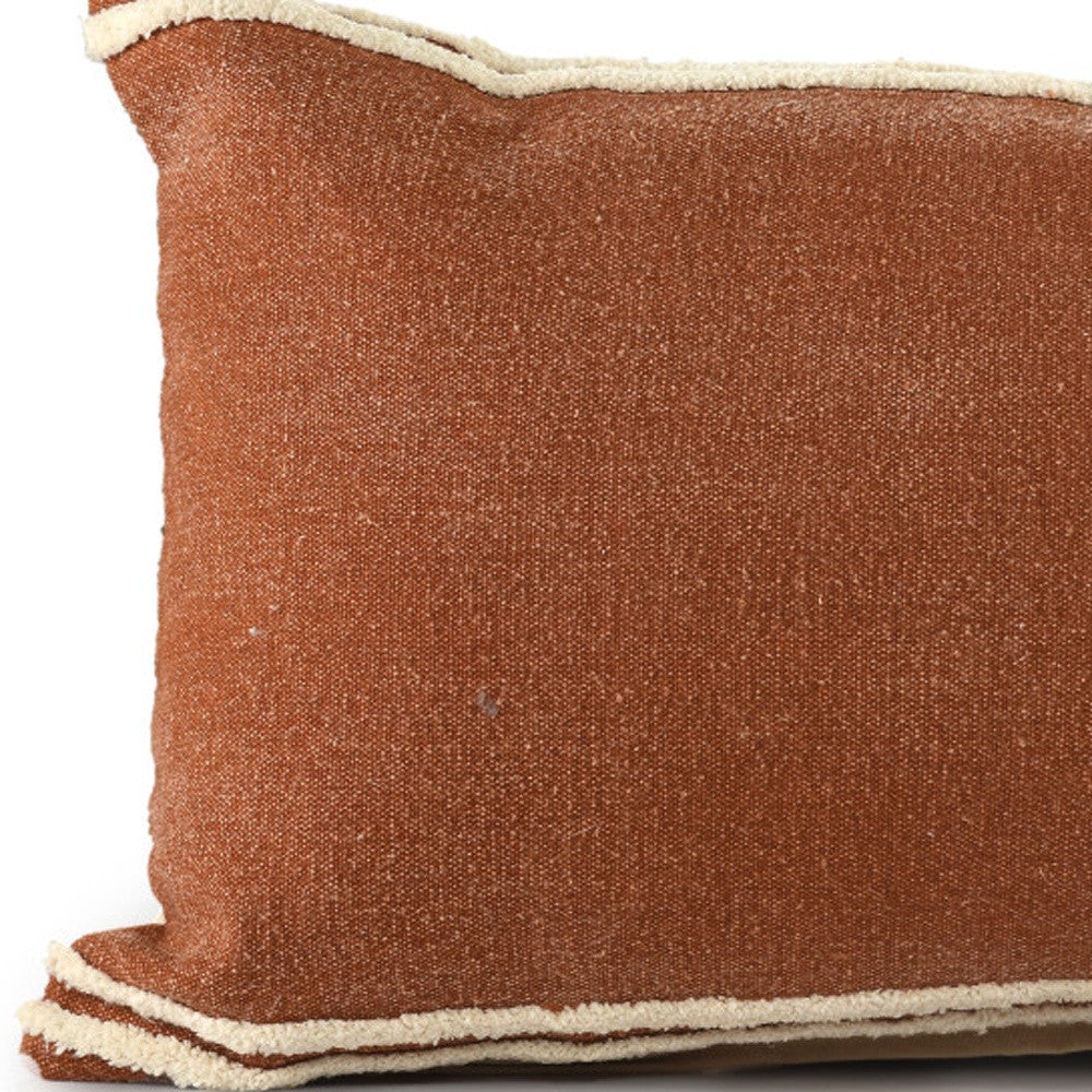 16" X 24" Cinnamon Striped Cotton Lumbar Throw Pillow With Texture