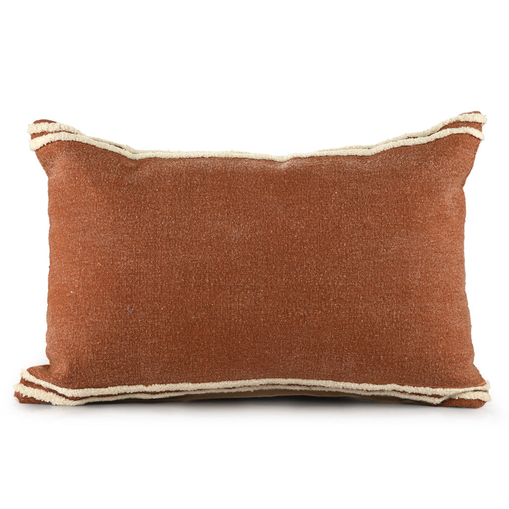 16" X 24" Cinnamon Striped Cotton Lumbar Throw Pillow With Texture