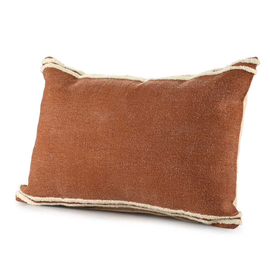 16" X 24" Cinnamon Striped Cotton Lumbar Throw Pillow With Texture