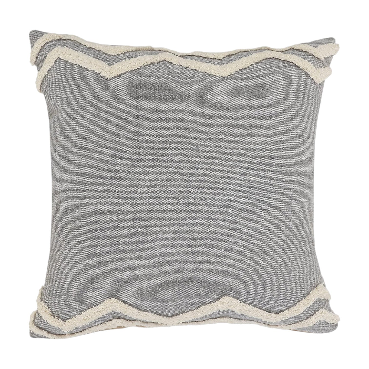 16" X 24" Gray Chevron Cotton Lumbar Throw Pillow