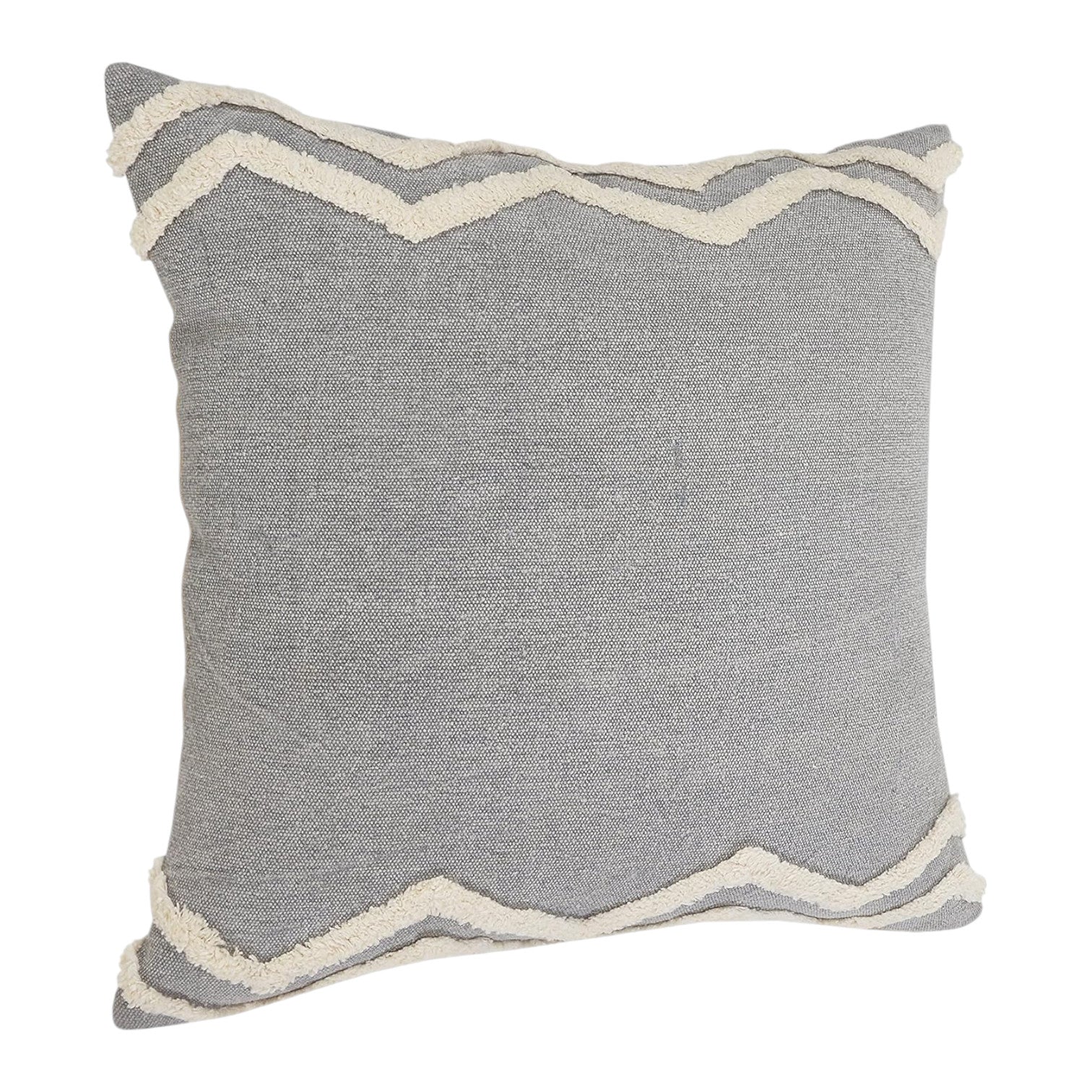 16" X 24" Gray Chevron Cotton Lumbar Throw Pillow