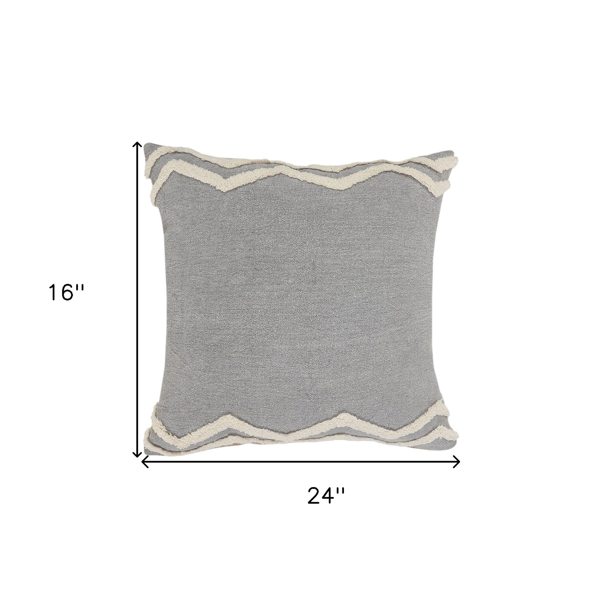 16" X 24" Gray Chevron Cotton Lumbar Throw Pillow