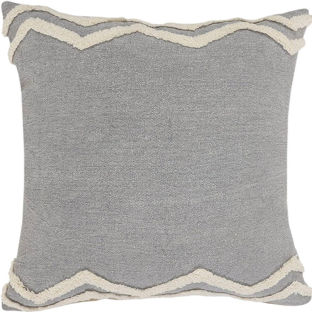 16" X 24" Gray Chevron Cotton Lumbar Throw Pillow