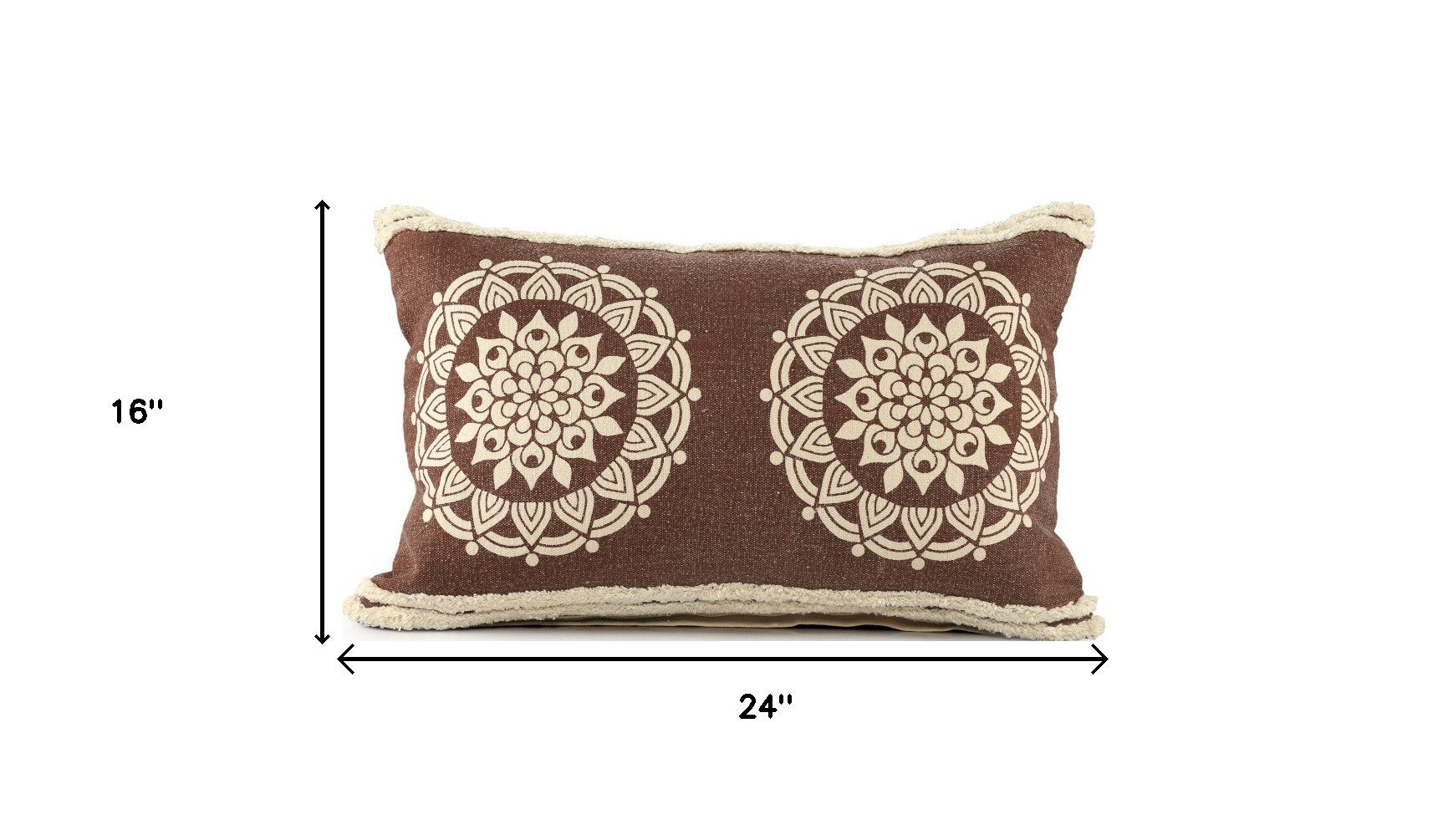 26" X 26" Brown And White 100% Cotton Striped Zippered Pillow